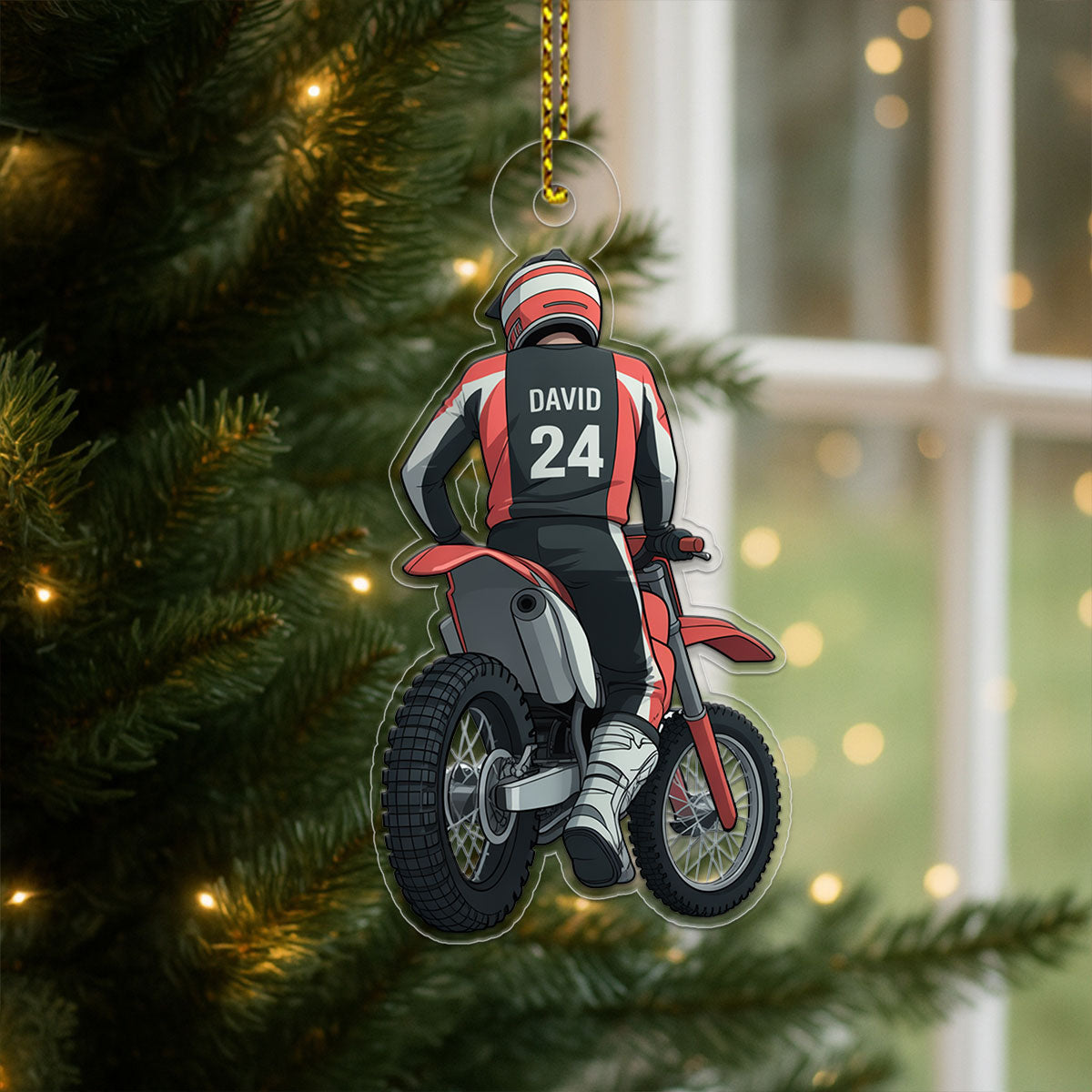 Custom Name  Biker Racer Acrylic Ornament Christmas Gift