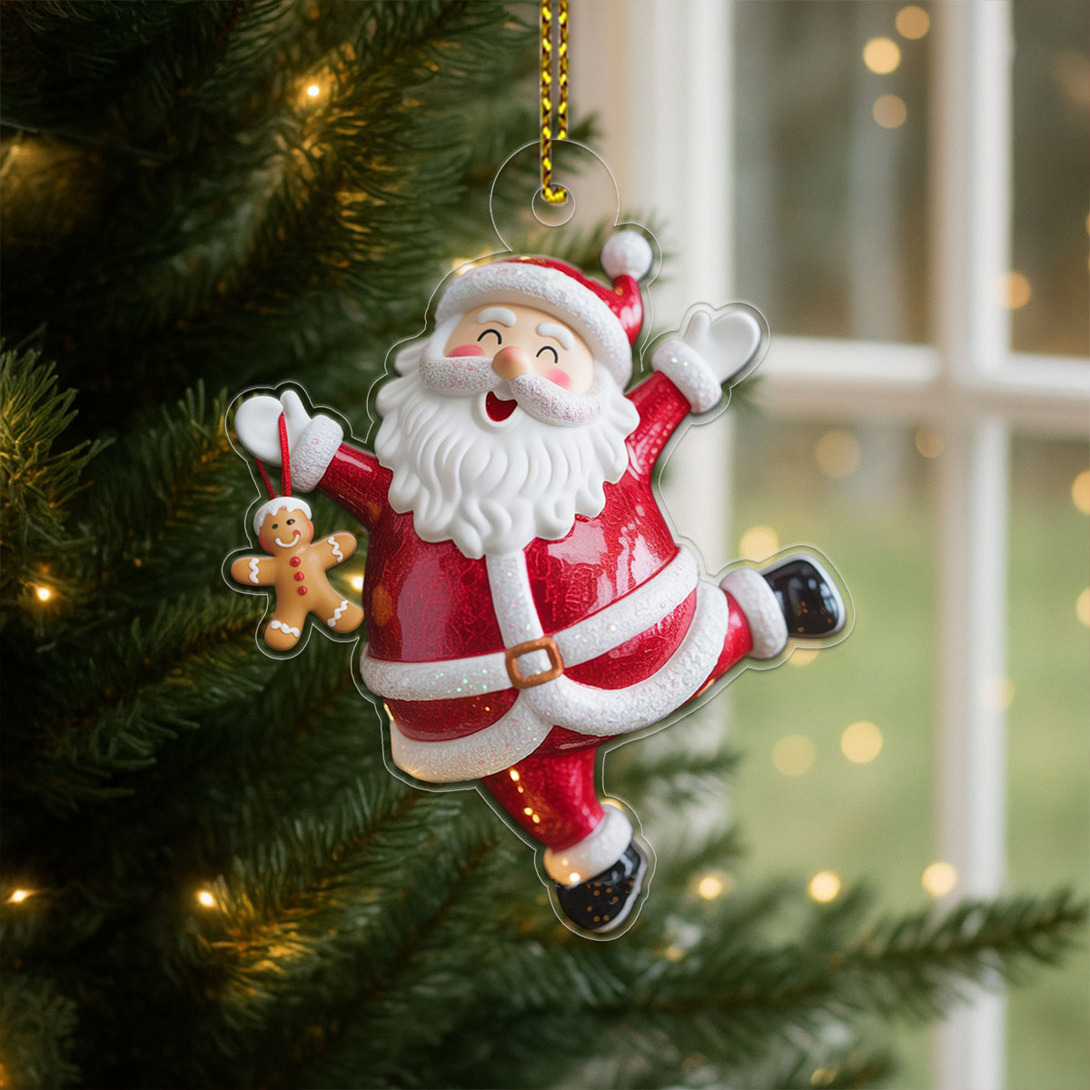 Personalized Santa Claus with Gingerbread Acrylic Ornament Christmas Gift
