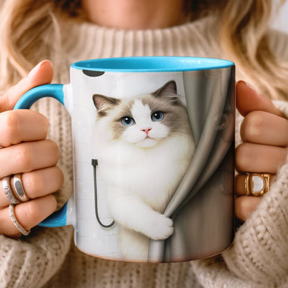 Custom Cat Photo Cat  In Bathroom Mug Gift For Cat Lovers