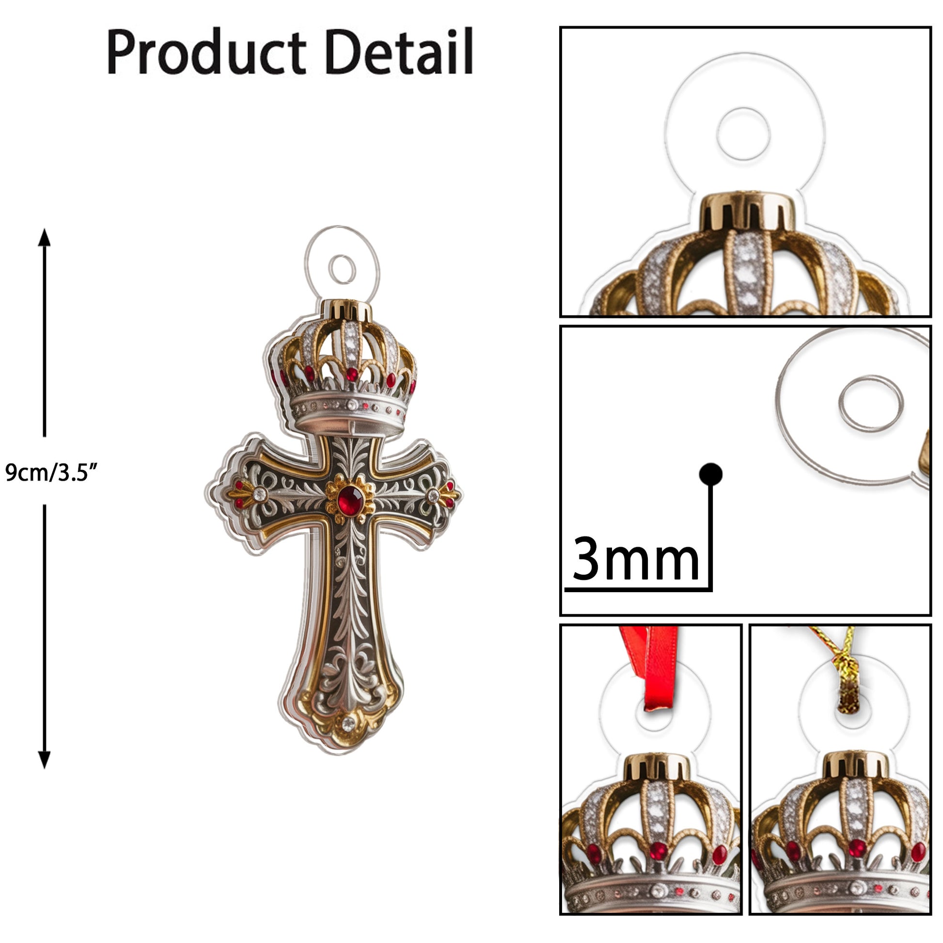 Cross And Crown 1 Acrylic Ornament Christmas Gift