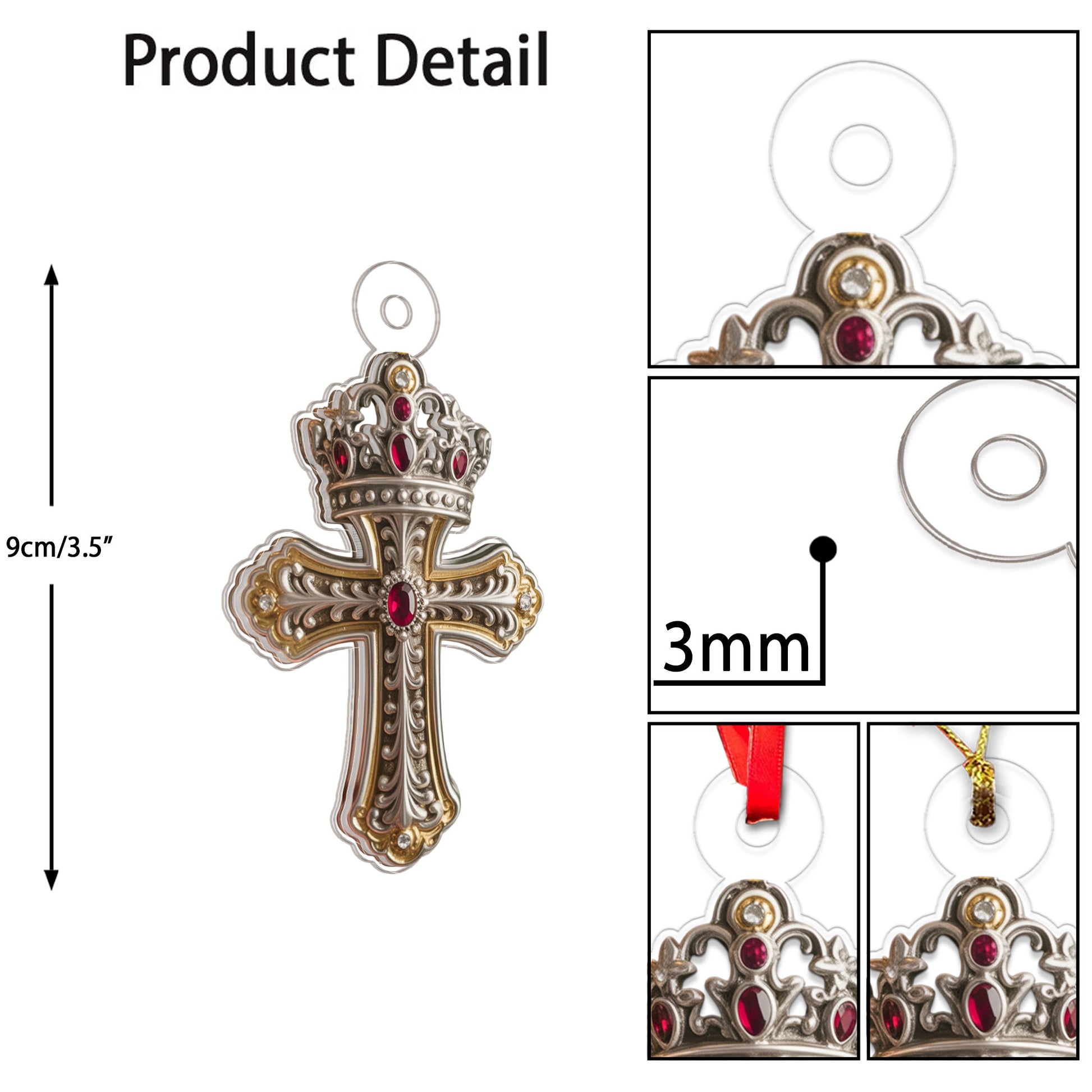 Cross And Crown Jesus Acrylic Ornament Christmas Gift