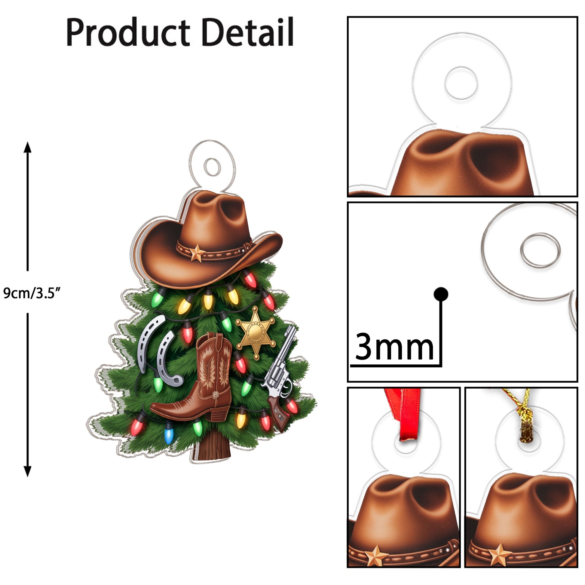 Personalized Cowboy Christmas Tree Acrylic Ornament Christmas Gifts