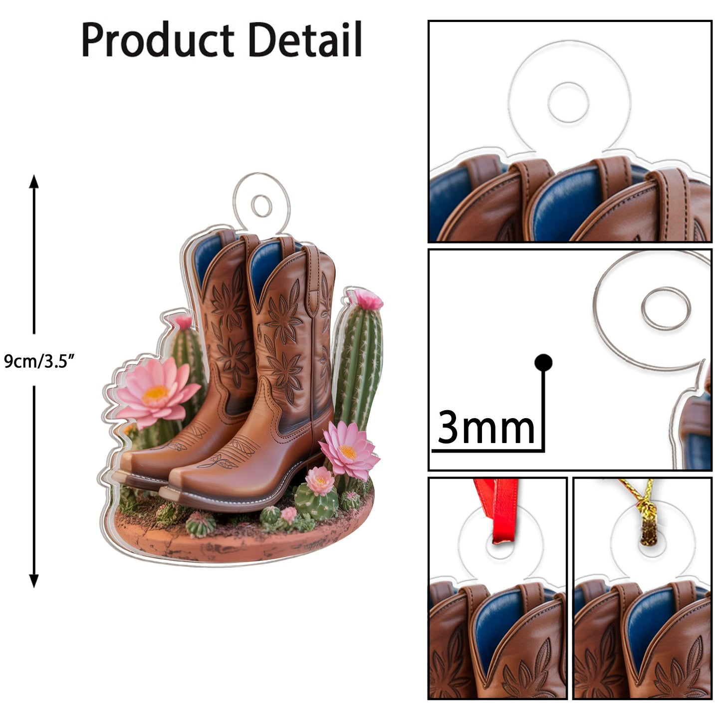 Acrylic Ornament Blooming Western Charm Cowboy Boot copy Acrylic Ornament Christmas Gift