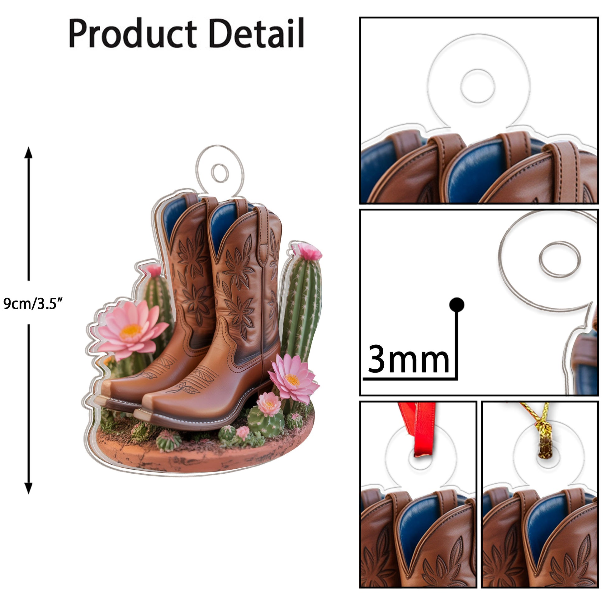 Acrylic Ornament Blooming Western Charm Cowboy Boot copy Acrylic Ornament Christmas Gift
