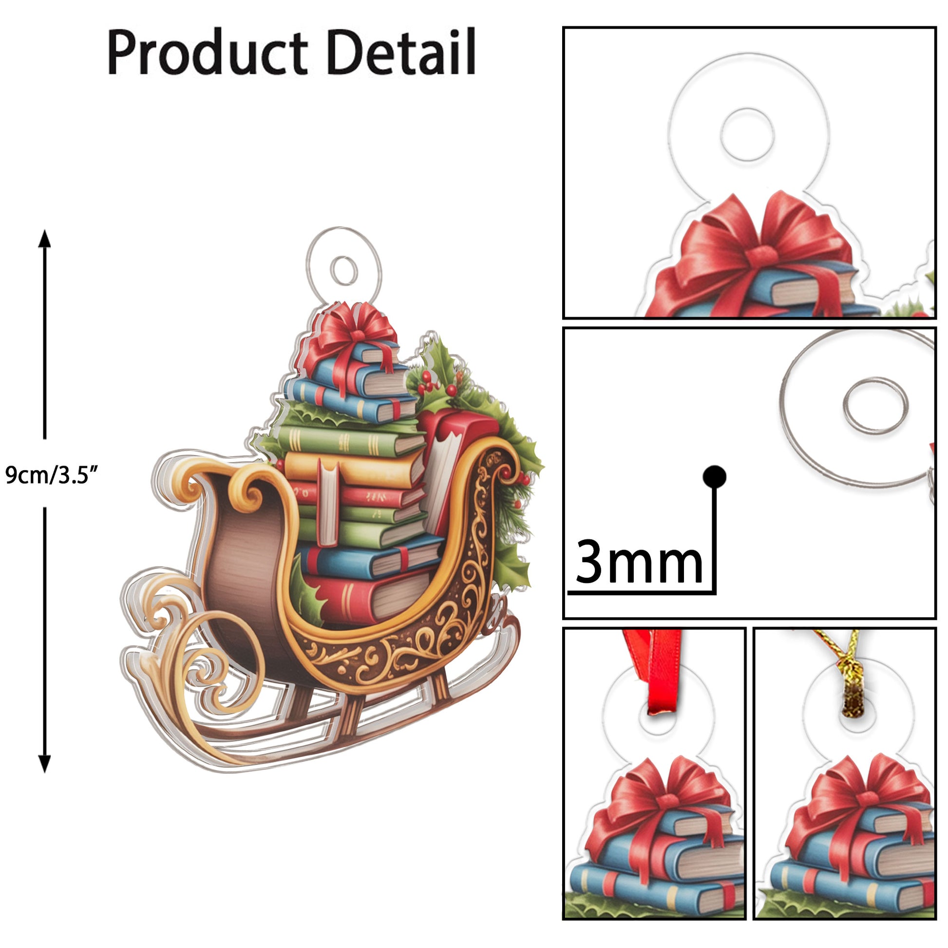 Personalized Bookish Sleigh Ride Acrylic Ornament Christmas Gift