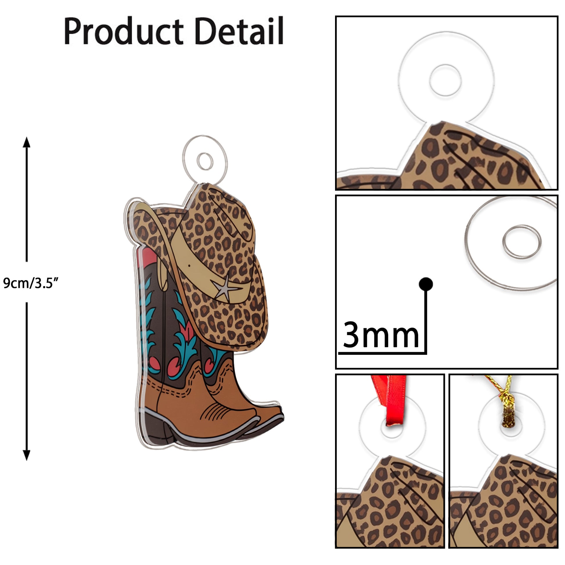 Custom Name Cowboy Leopard Acrylic Ornament Christmas Gift