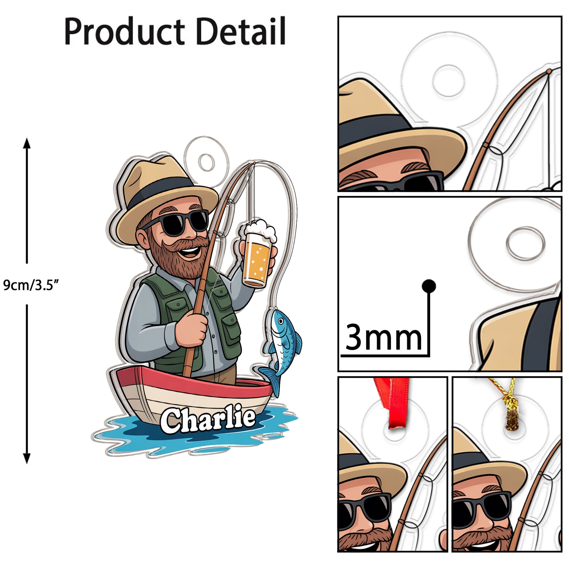 Caricature Fisherman2 Acrylic Ornament Christmas Gift