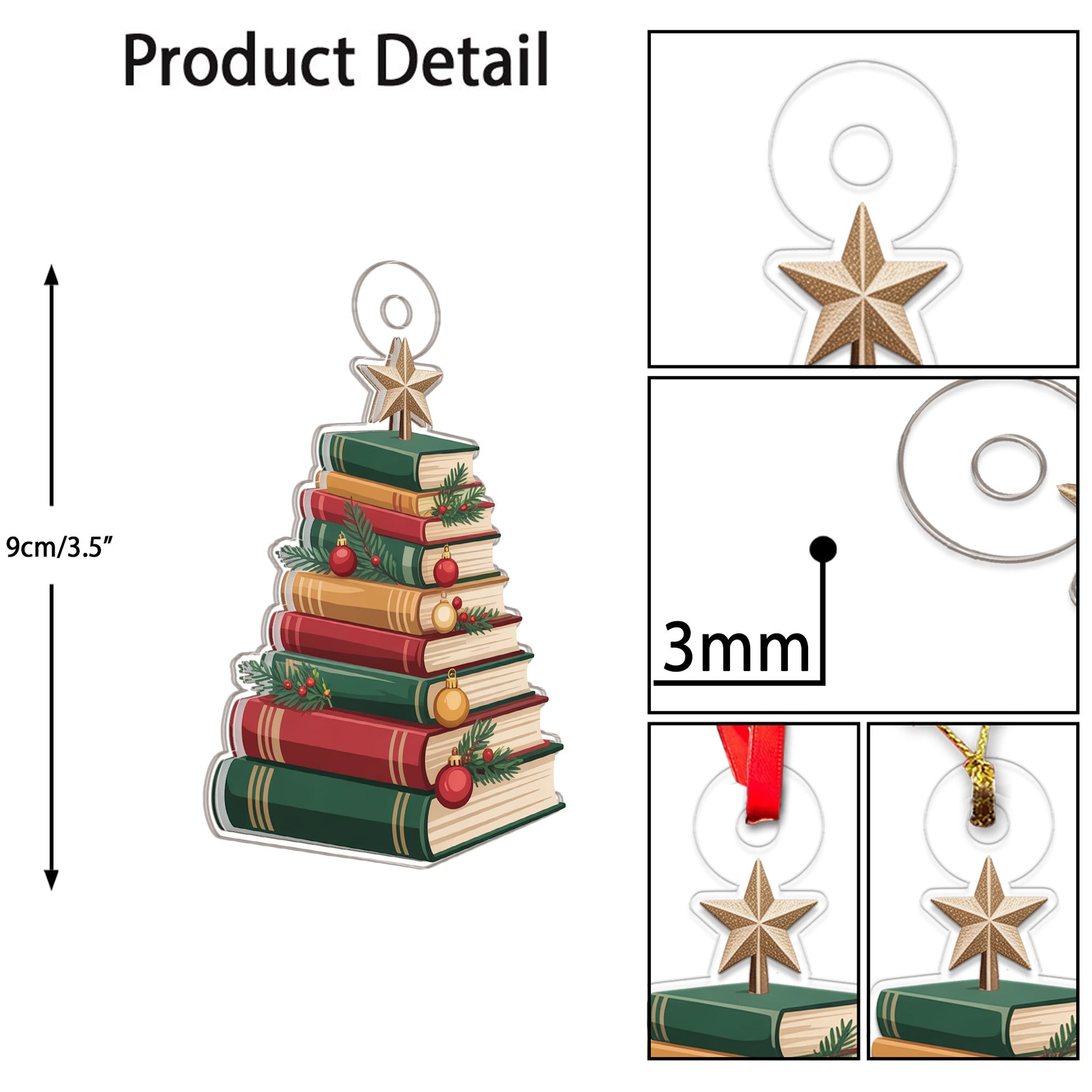Christmas Book Tree Ornament Acrylic Ornament Christmas Gift