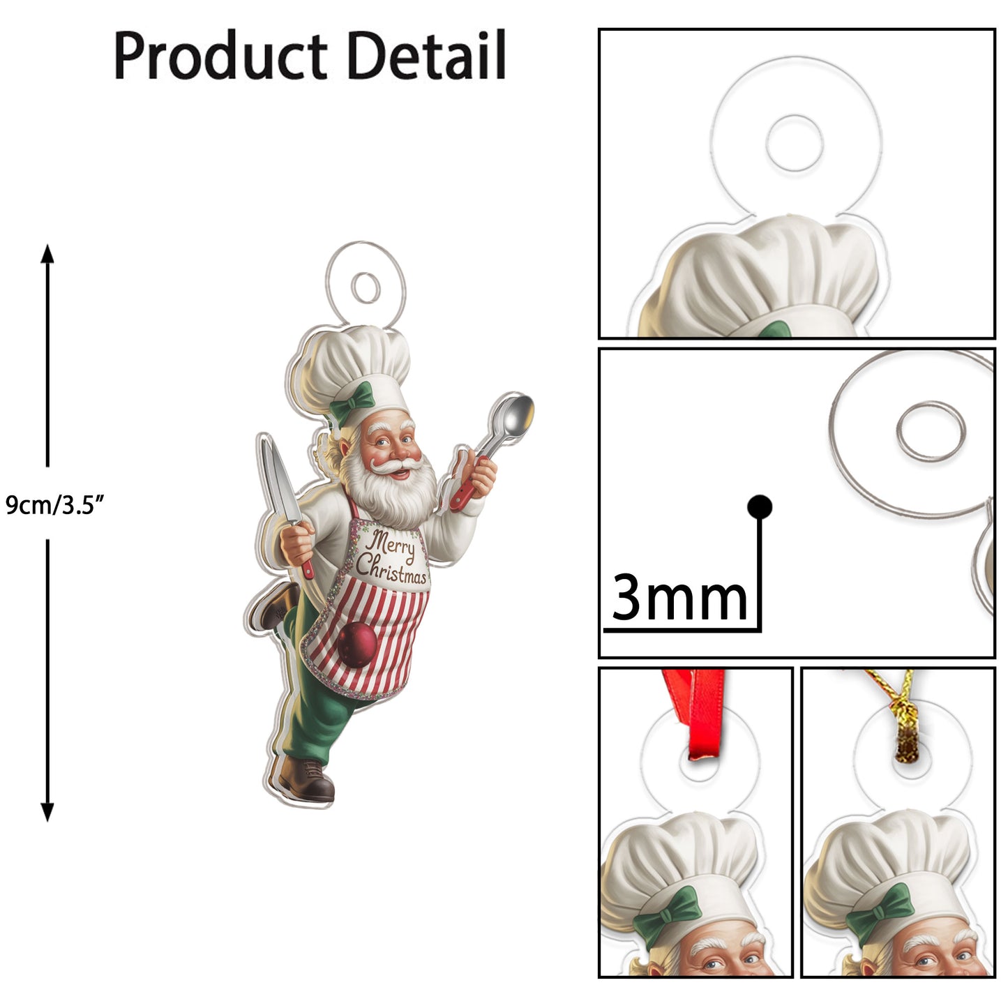 Custom Name Christmas Santa Chef Acrylic Ornament Christmas Gift