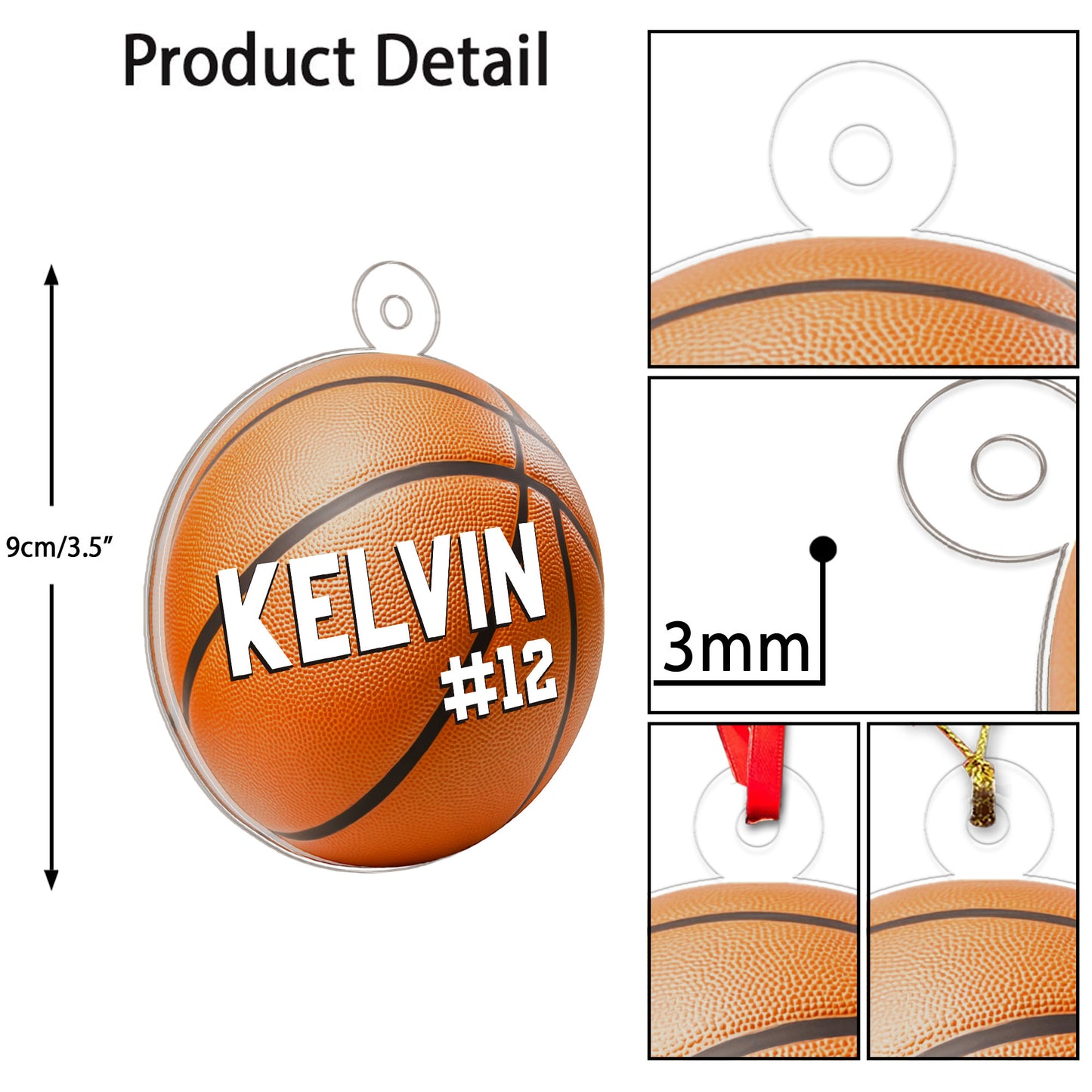 Custom Name And Number Basketball Xmas Acrylic Ornament Christmas Gift