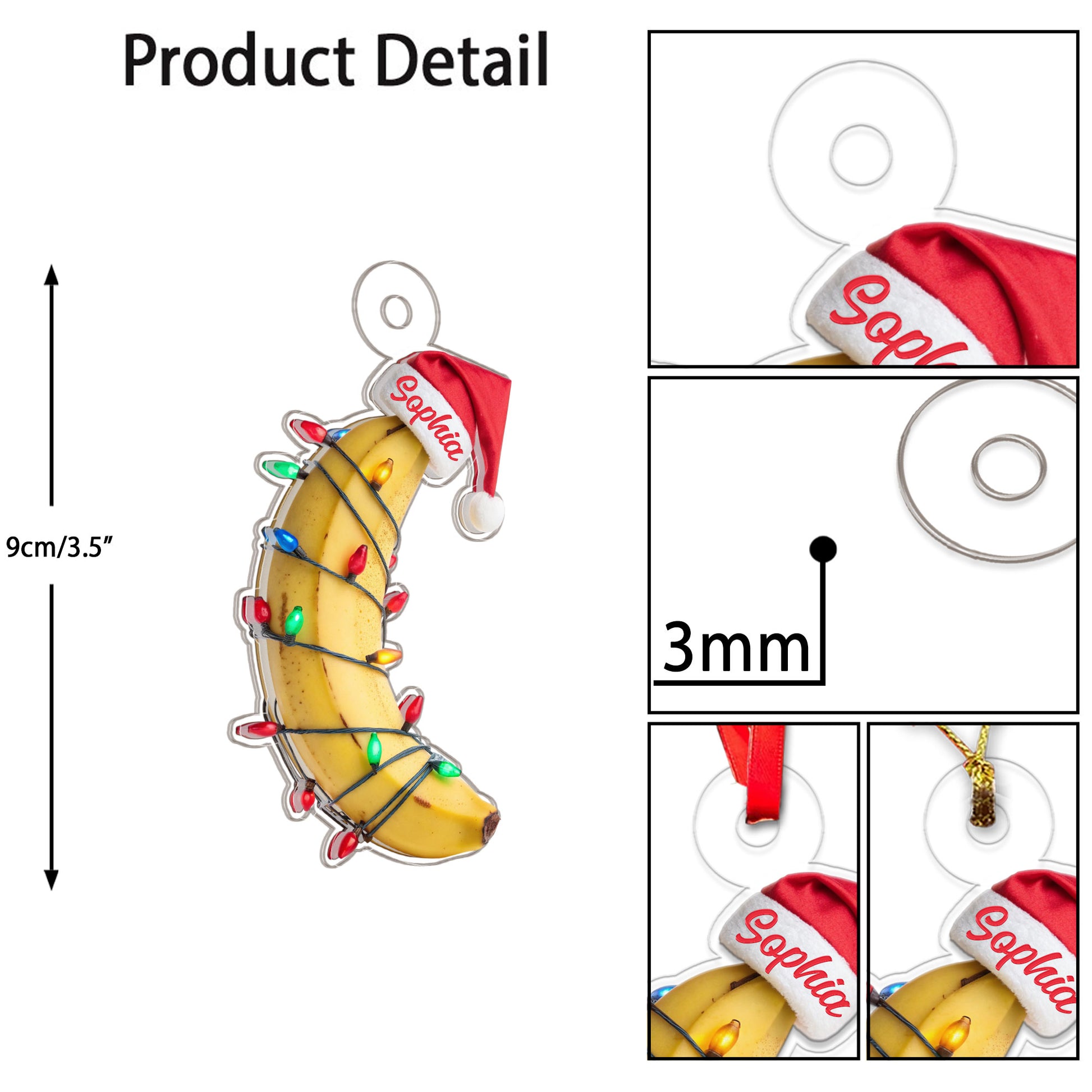 Custom Name Banana Santa Acrylic Ornament Christmas Gift