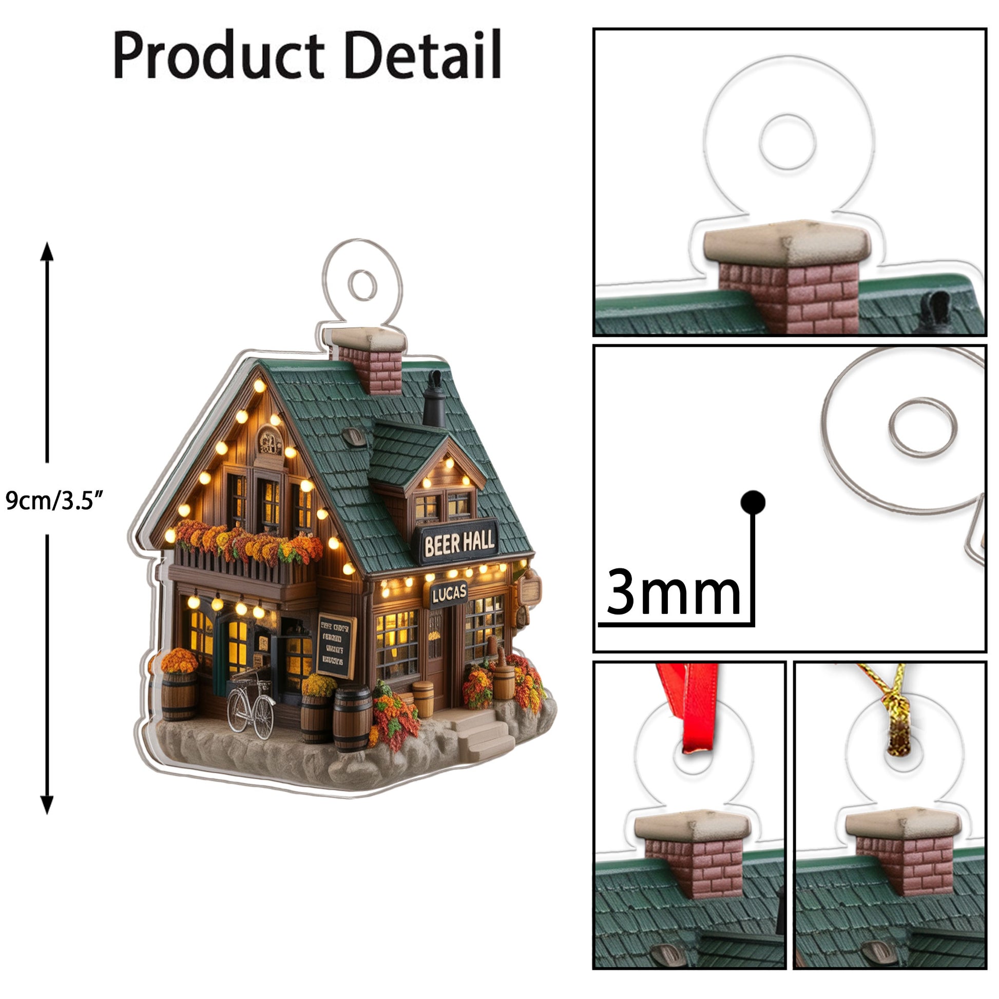 Custom Name Beer Hall Acrylic Ornament Christmas Gift