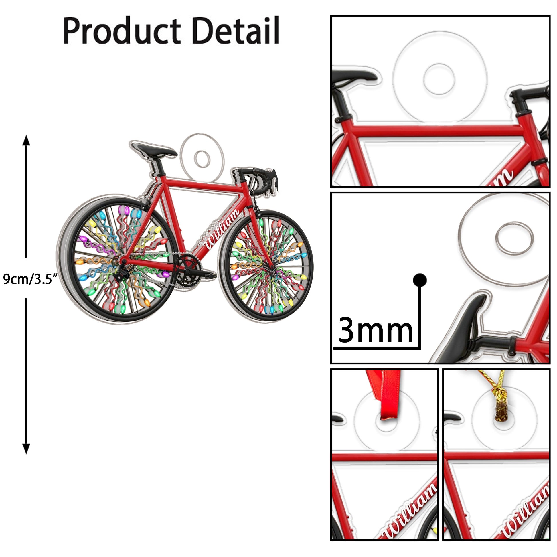 Custom Name Bicycle Xmas Acrylic Ornament Christmas Gift