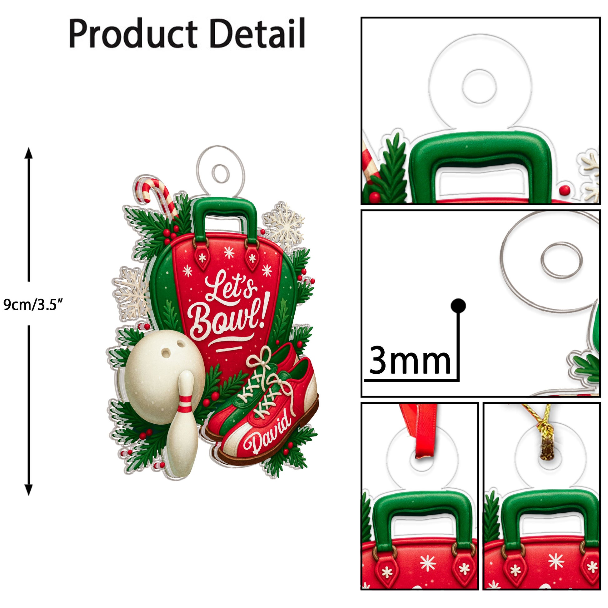 Custom Name Bowling Lover Xmas Acrylic Ornament Christmas Gift
