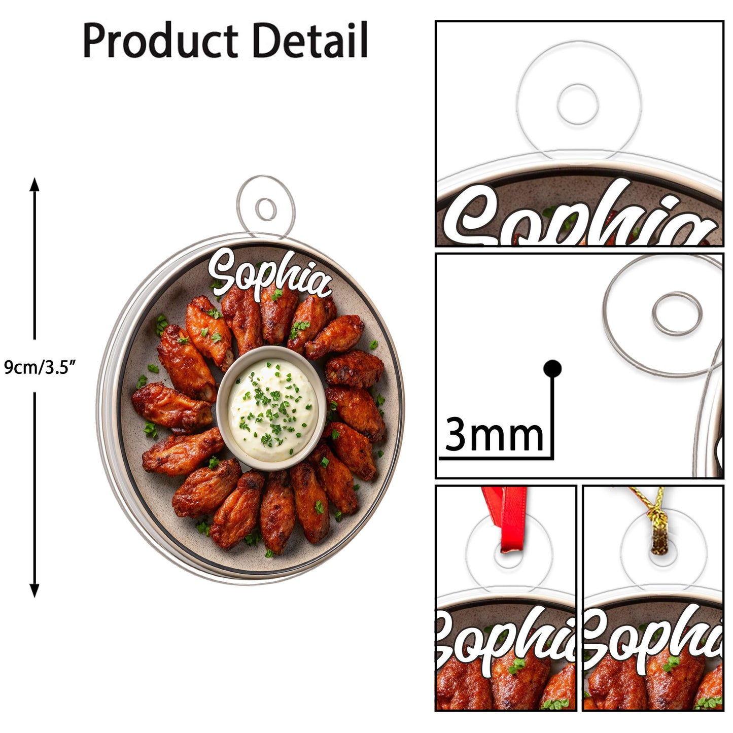 Custom Name Buffalo Chicken Wings Acrylic Ornament Christmas Gift