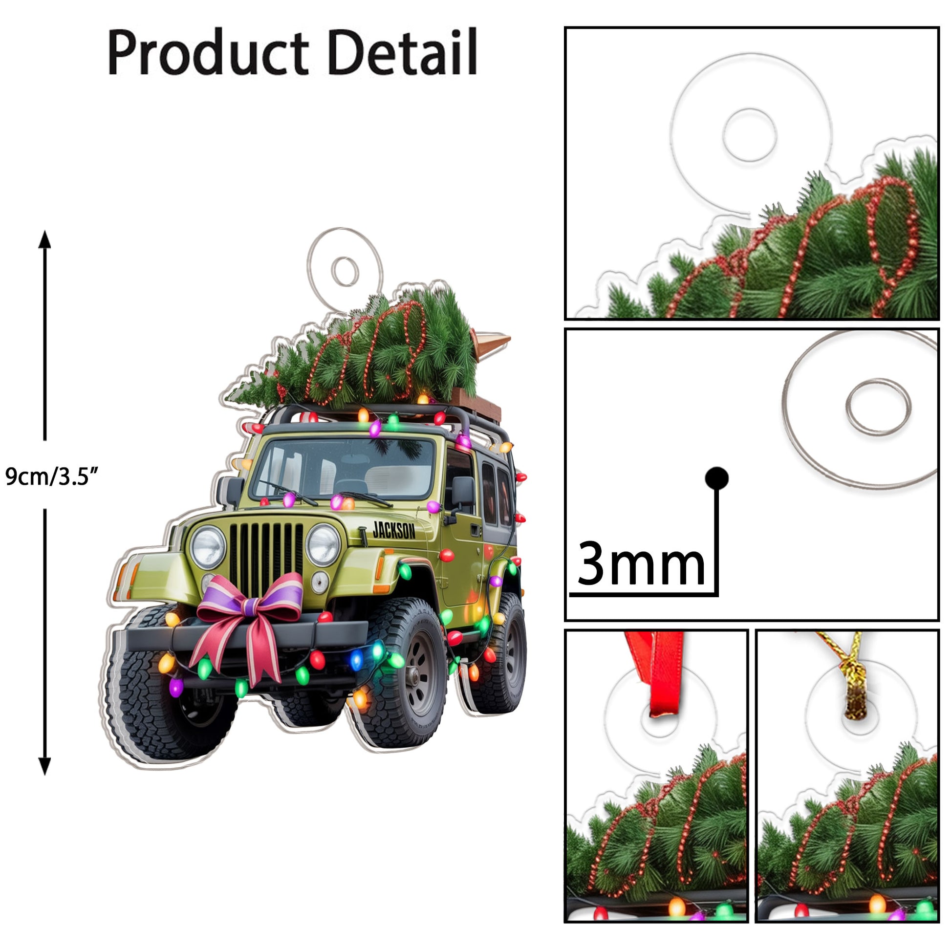 Custom Name Christmas Car Acrylic Ornament Christmas Gift