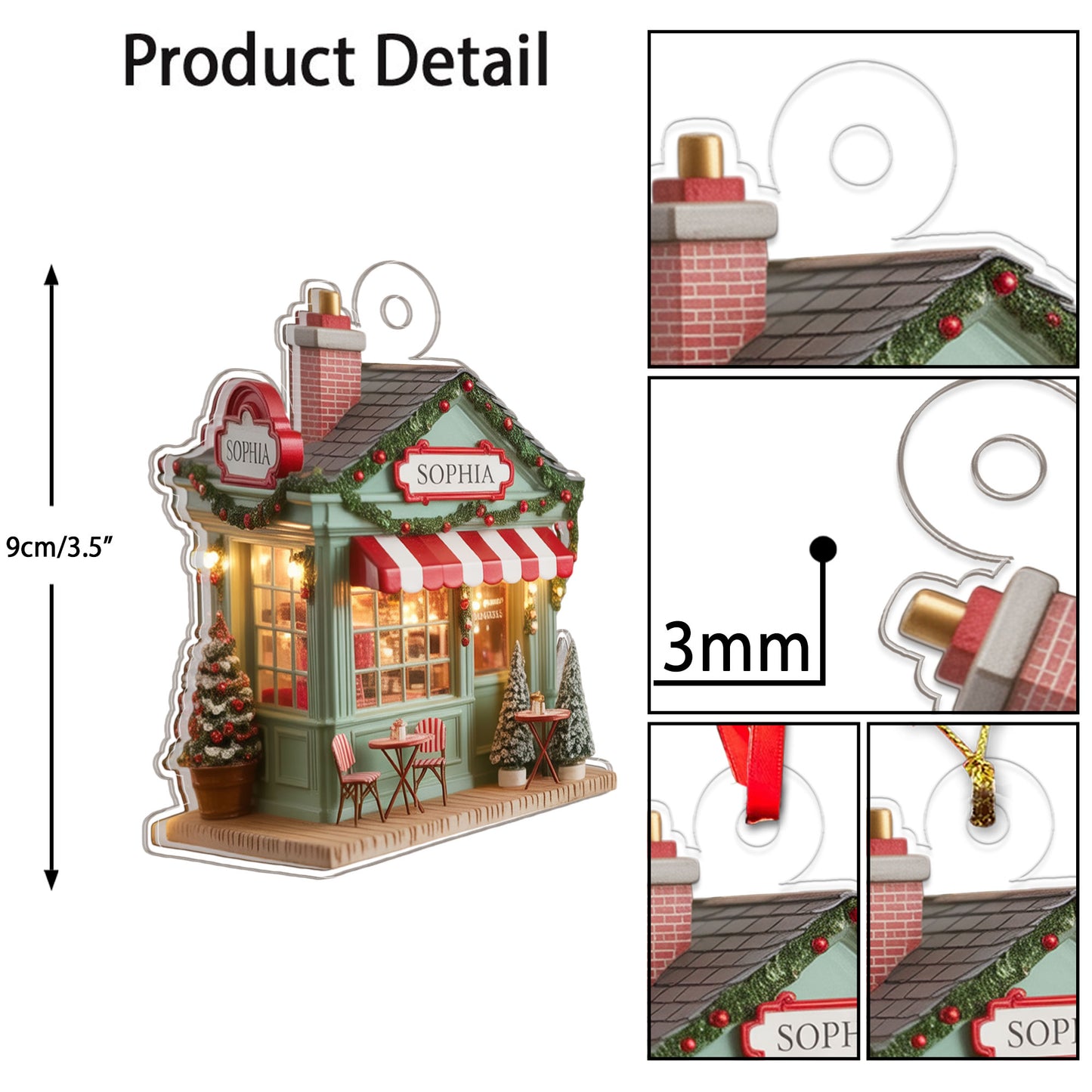 Custom Name Coffee Store Acrylic Ornament Christmas Gift