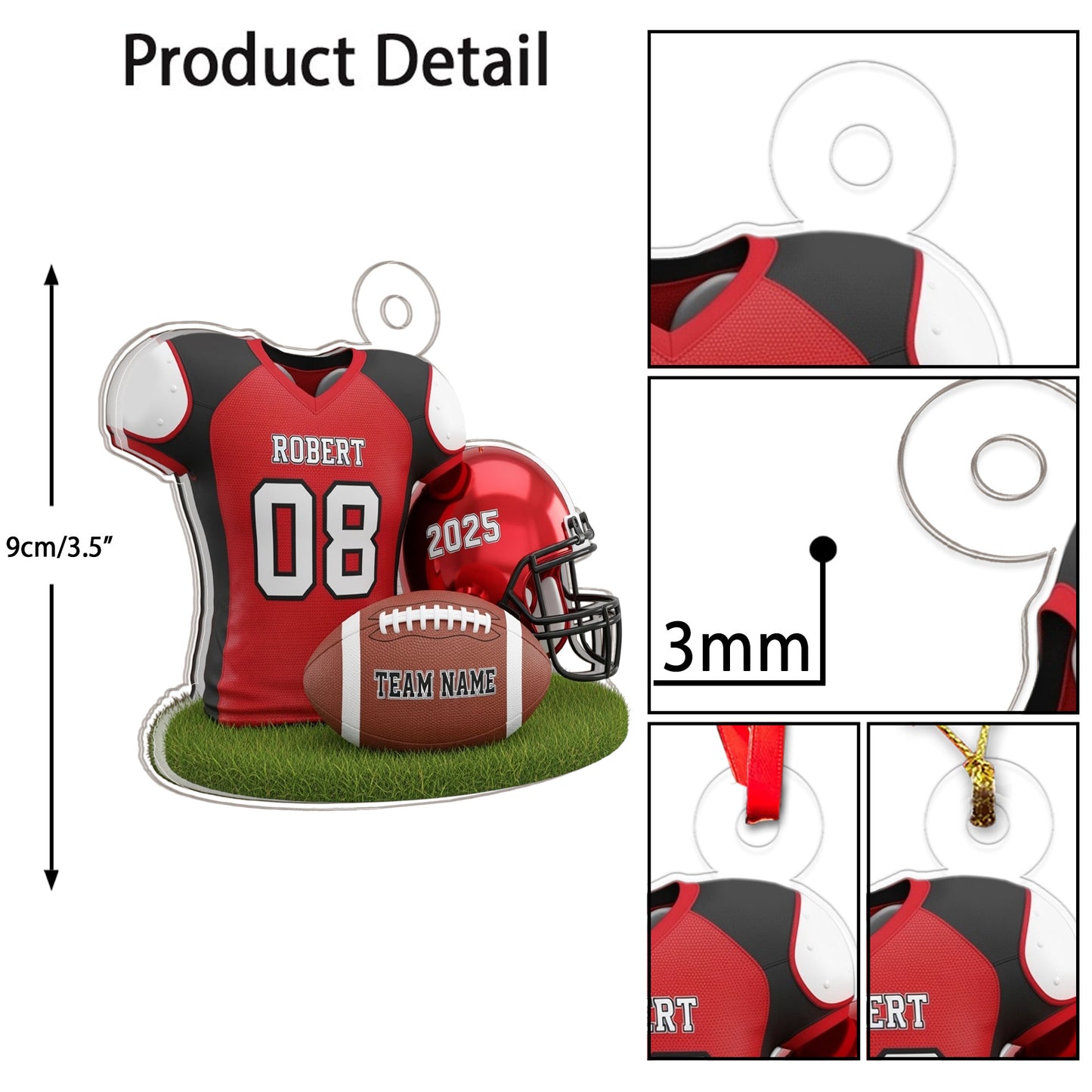 Custom Name Football Player Uniform Acrylic Ornament Christmas Gift