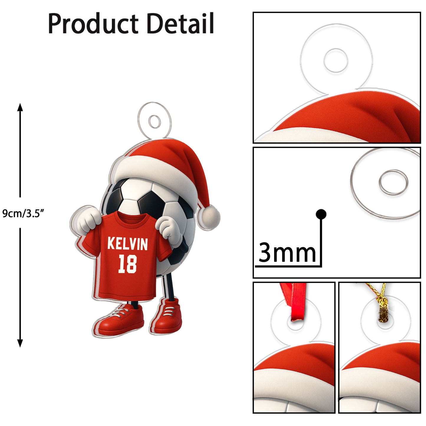 Custom Name Soccer Christmas Acrylic Ornament Christmas Gift