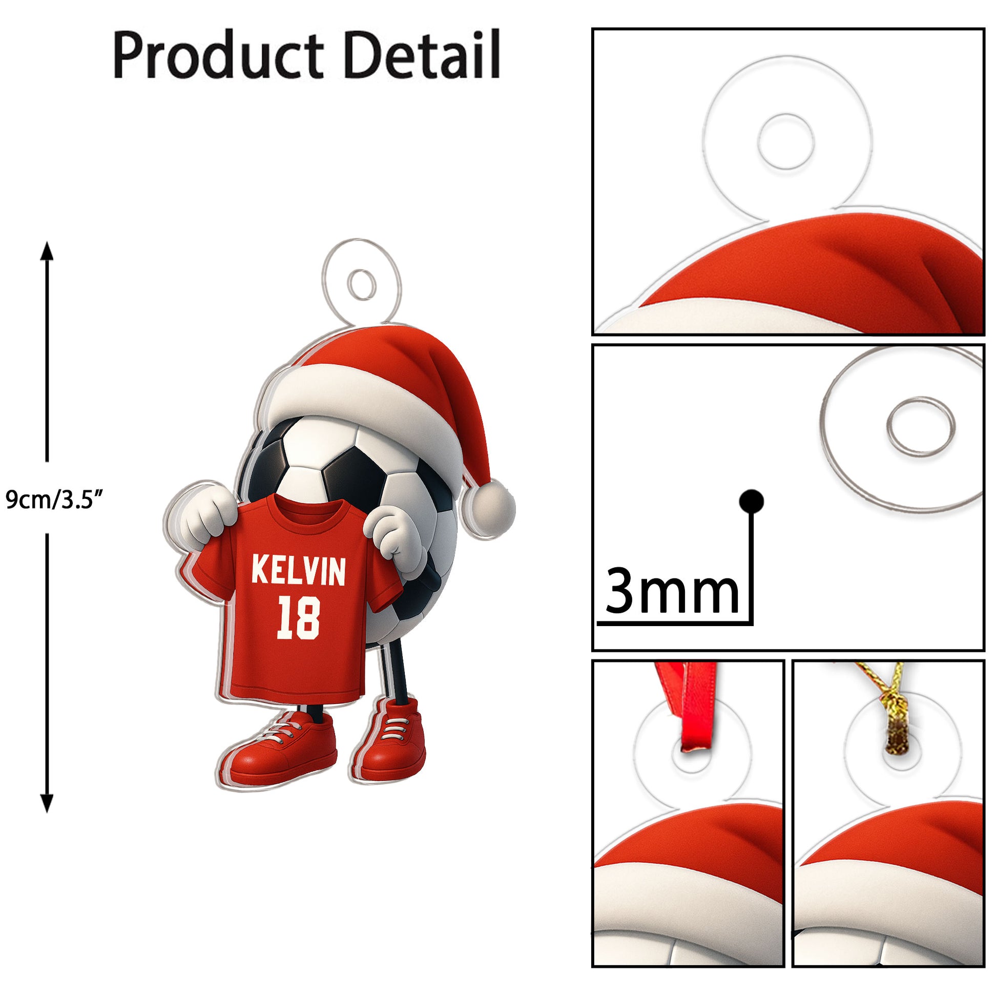 Custom Name Soccer Christmas Acrylic Ornament Christmas Gift