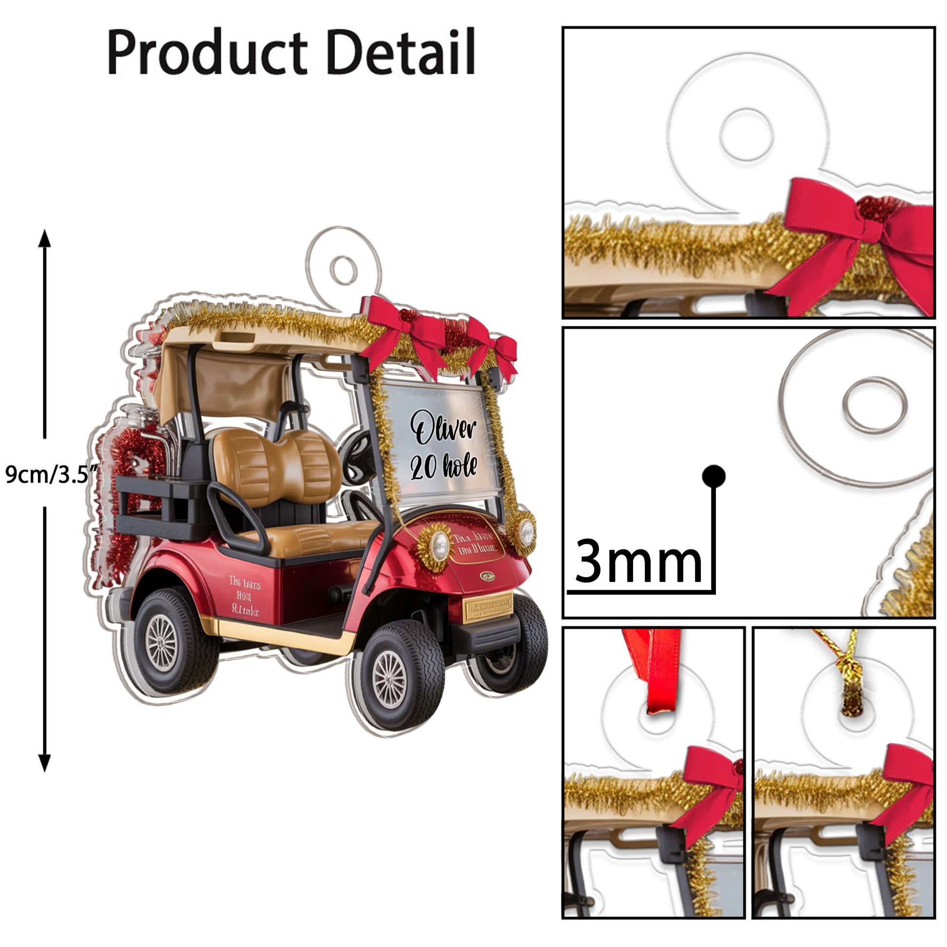 Custom Name Golf Car Christmas Acrylic Ornament Christmas Gift