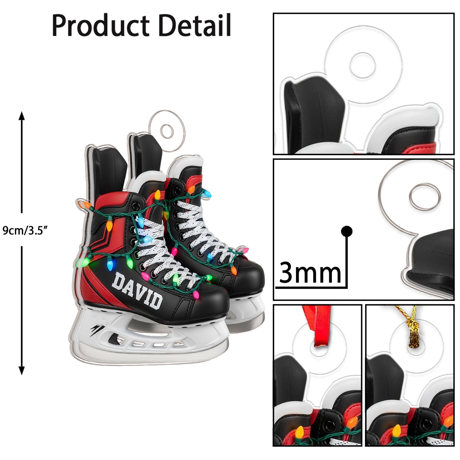 Custom Name Ice Hockey Skates Player Acrylic Ornament Christmas Gift