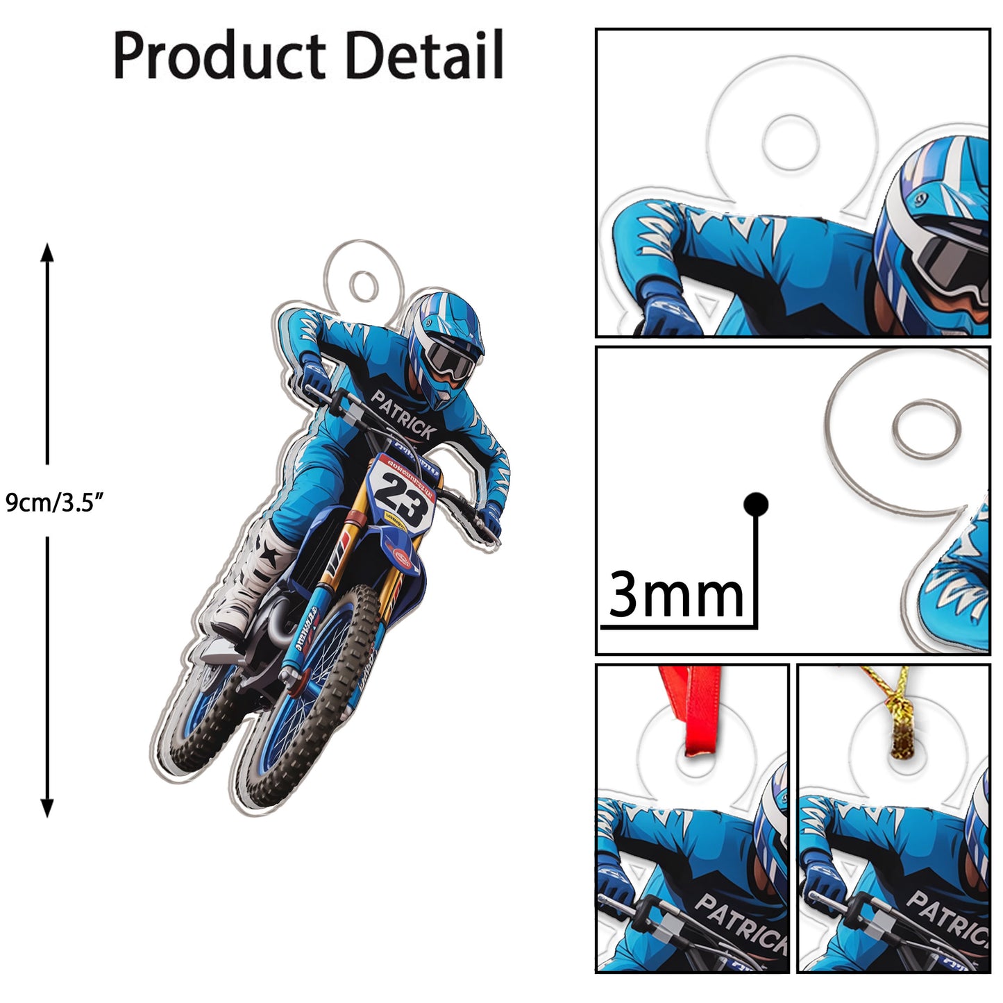 Custom Name Motocross Dirt Bike Christmas Ornament 2 Acrylic Ornament Christmas Gift
