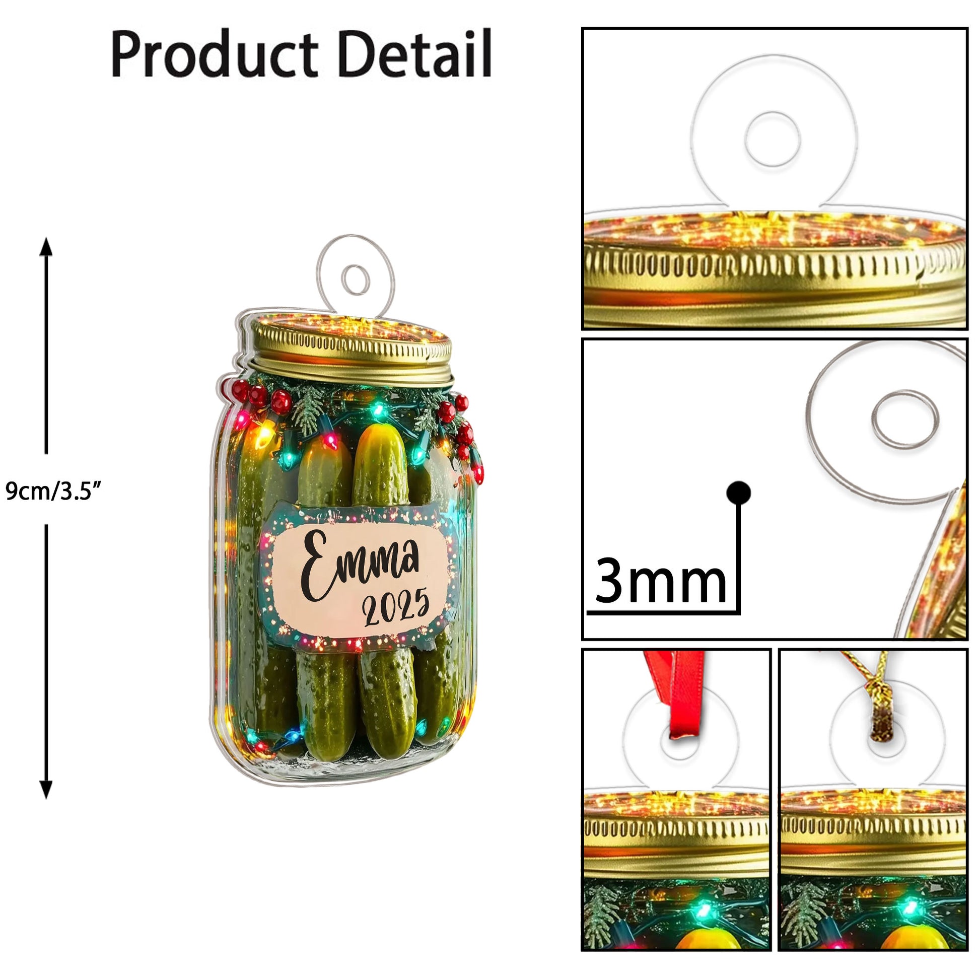 Custom Name Pickle Jar Christmas Acrylic Ornament Christmas Gift