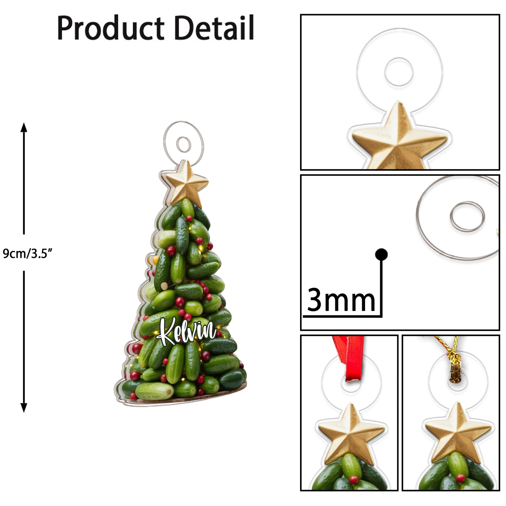 Custom Name Pickle Xmas Tree Acrylic Ornament Christmas Gift
