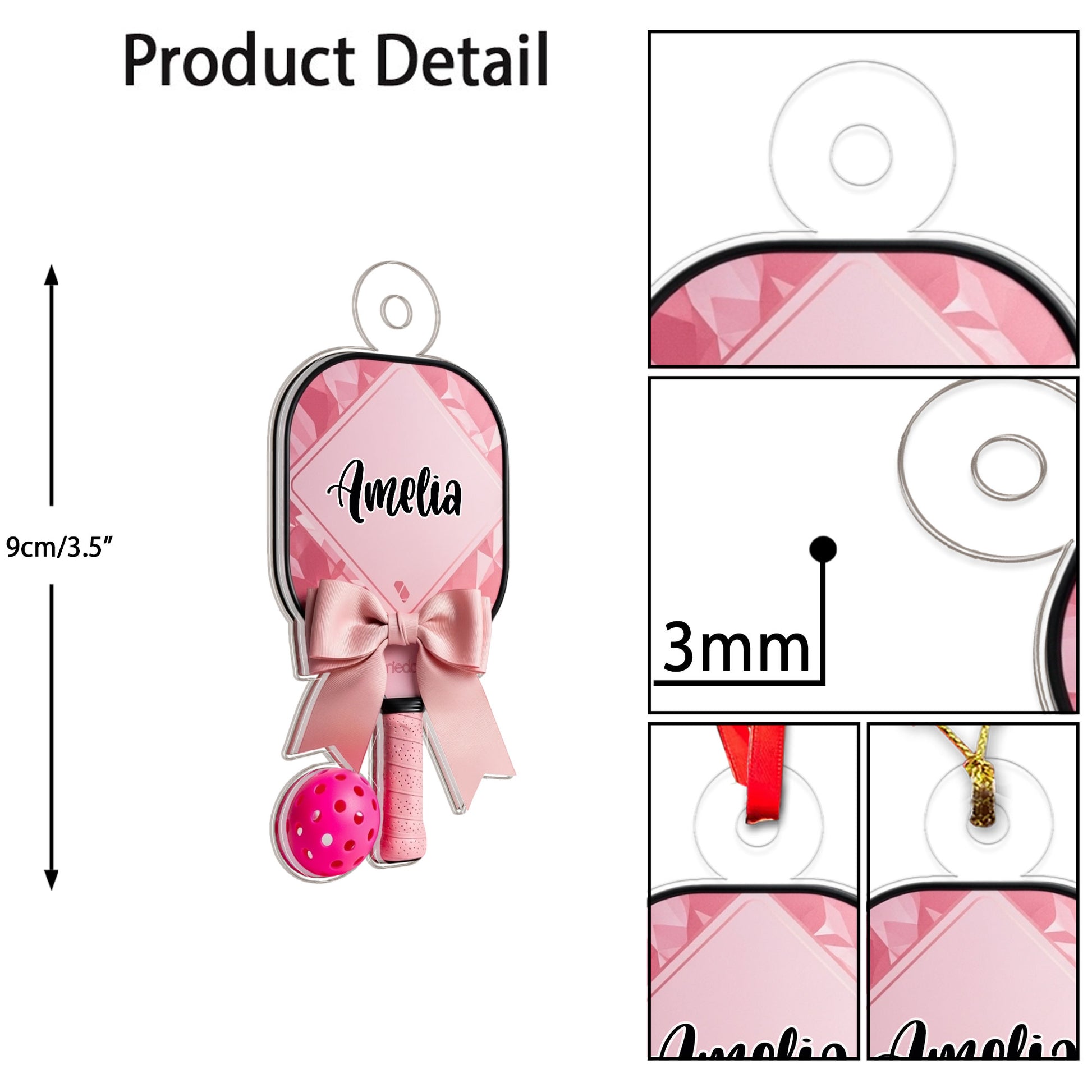 Custom Name Pickleball For Girl Acrylic Ornament Christmas Gift