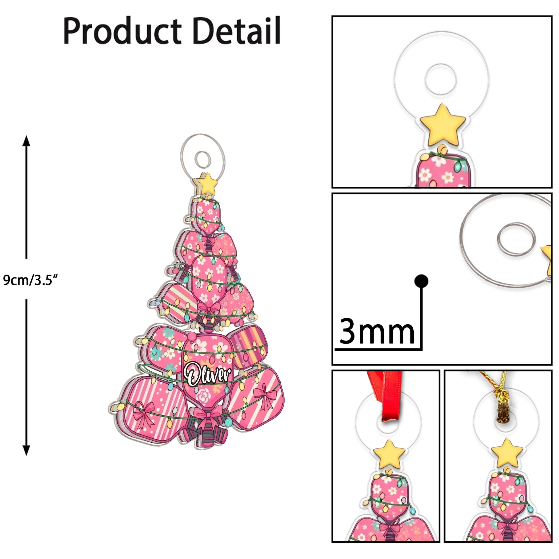 Custom Name Pickleball Xmas Girl Acrylic Ornament Christmas Gift