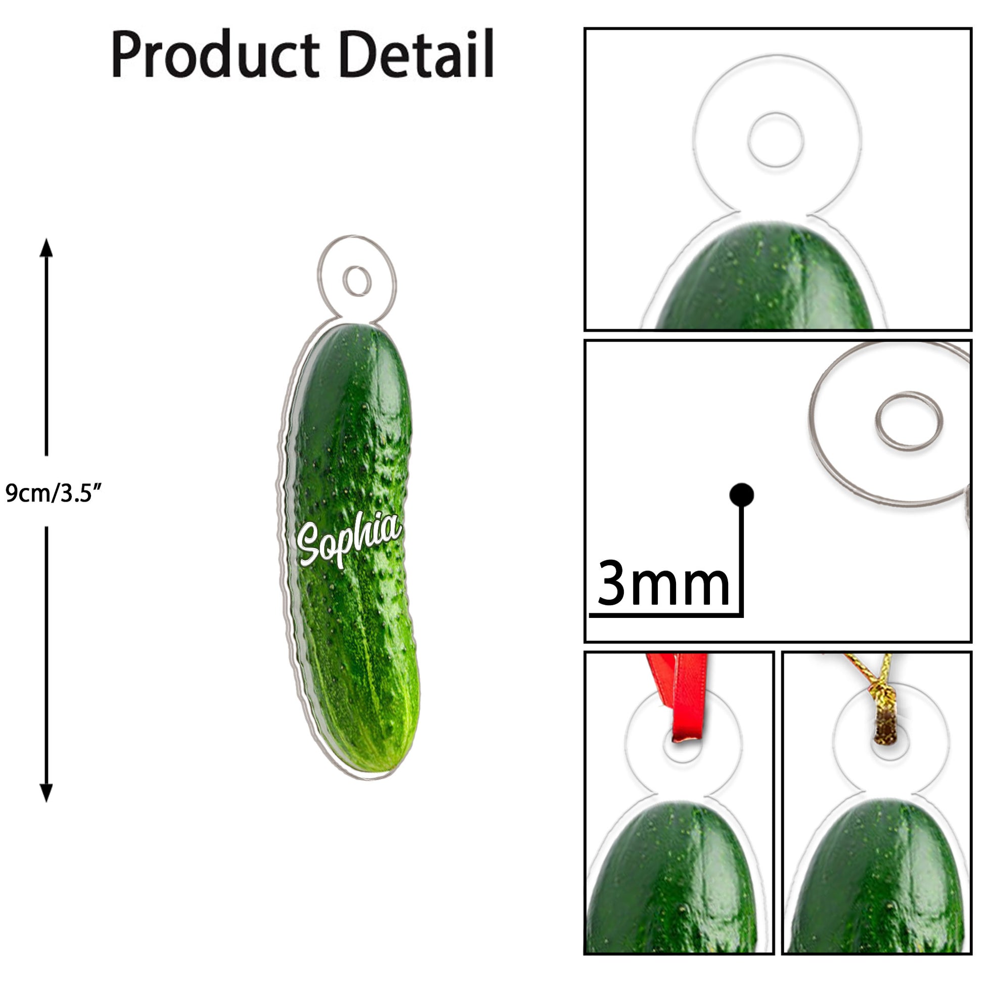Custom Name Cucumber Xmas Acrylic Ornament Christmas Gift
