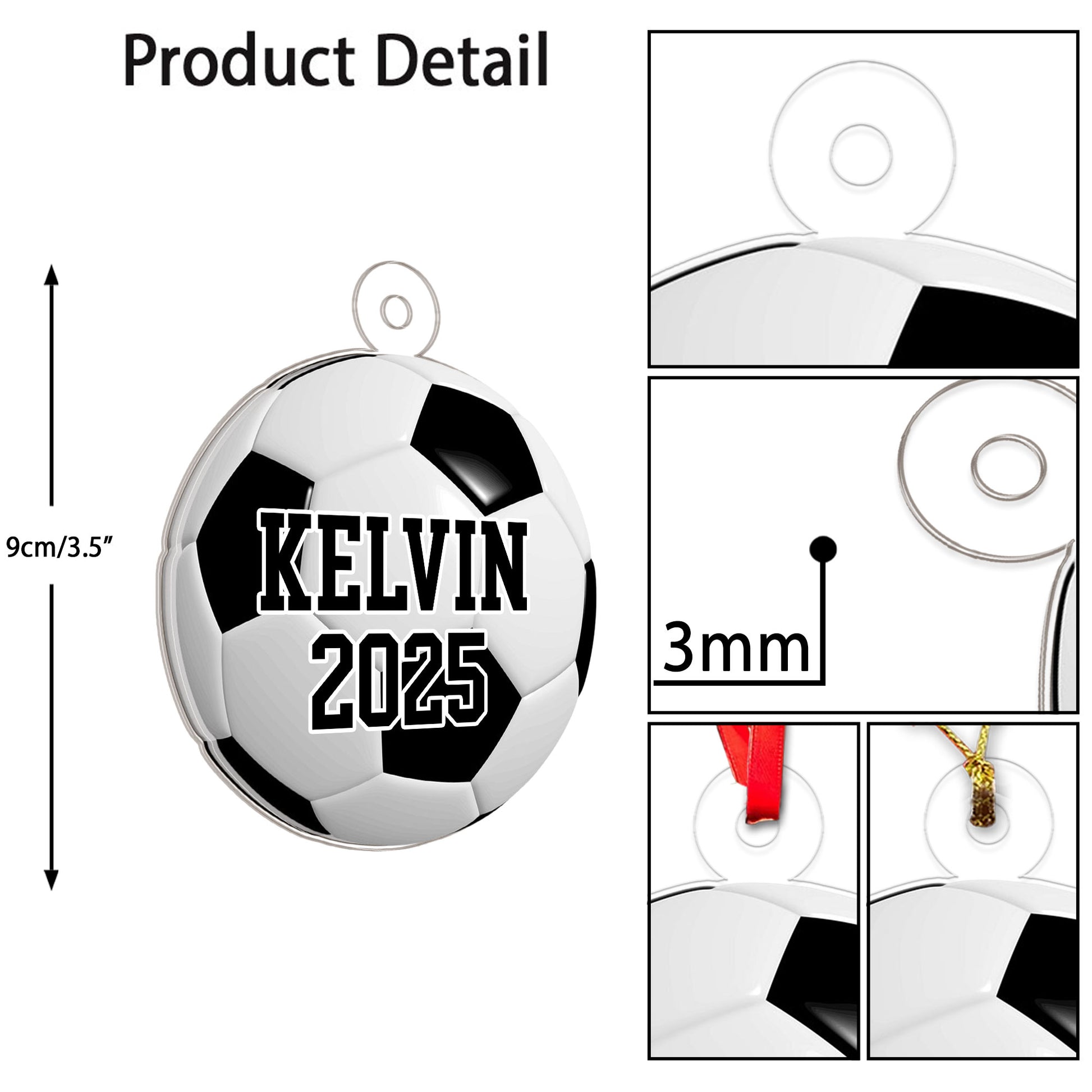 Custom Name Soccer Ball Sport Lover Acrylic Ornament Christmas Gift
