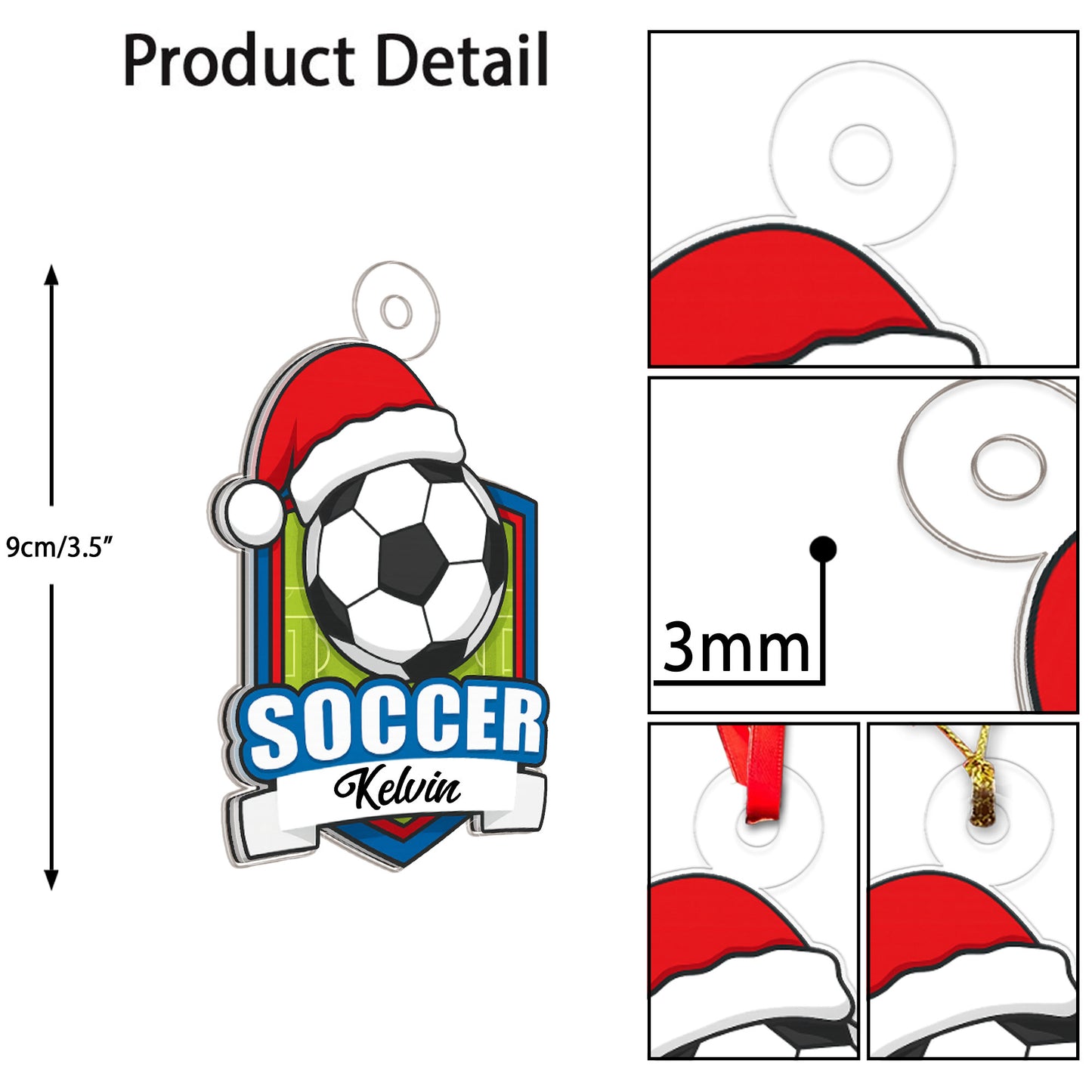 Custom Name Soccer Player Xmas Acrylic Ornament Christmas Gift