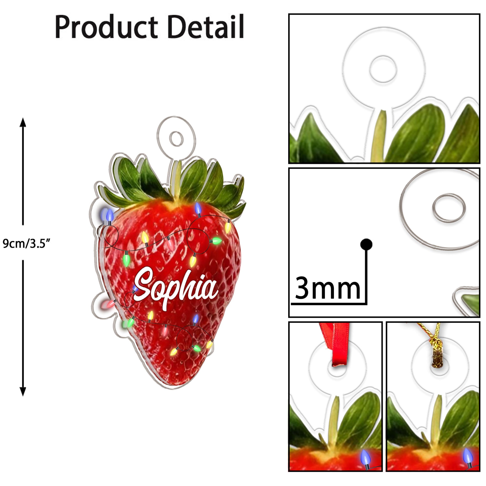 Custom Name Strawberry Xmas Acrylic Ornament Christmas Gift