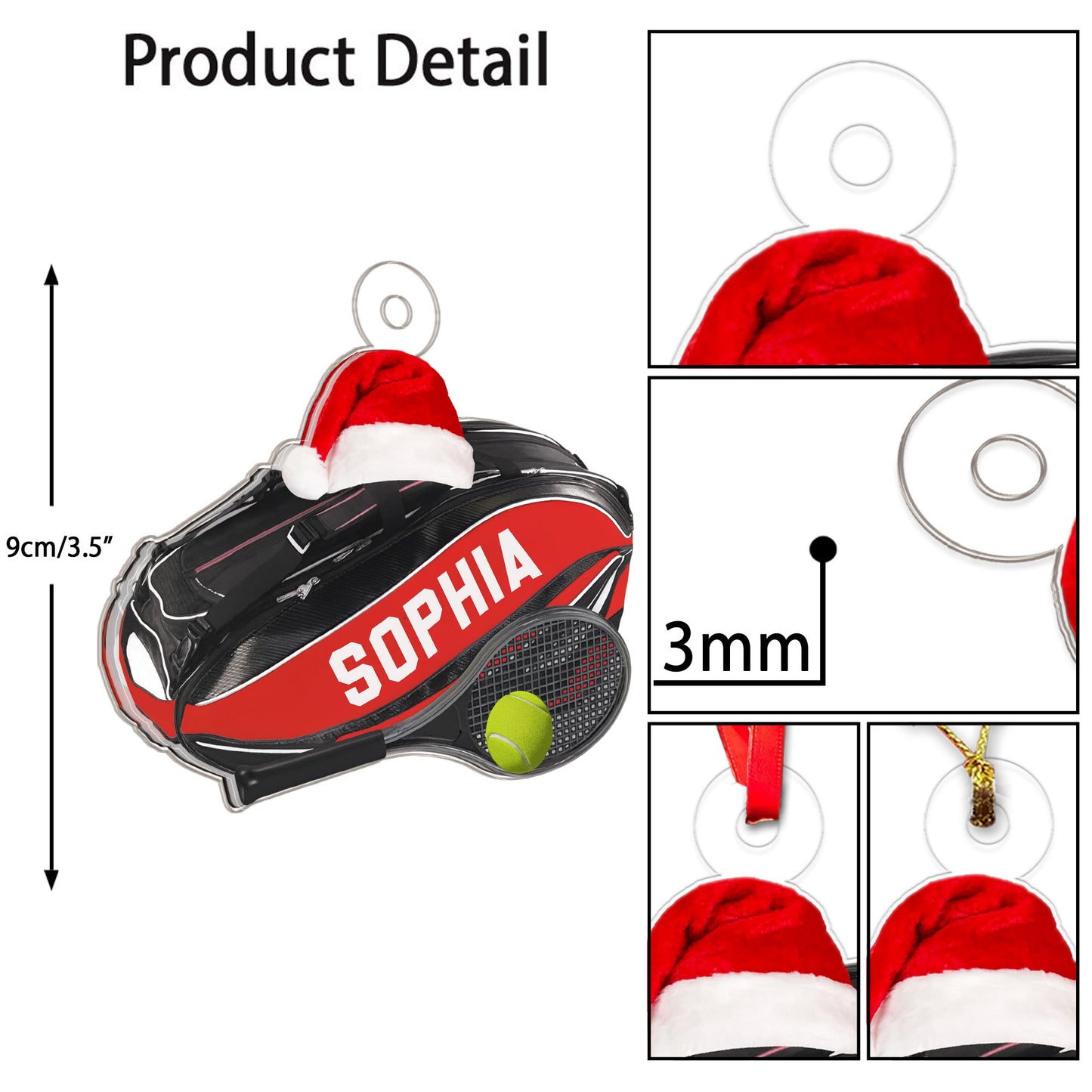 Custom Name Tennis Player Xmas Gift Acrylic Ornament Christmas Gift