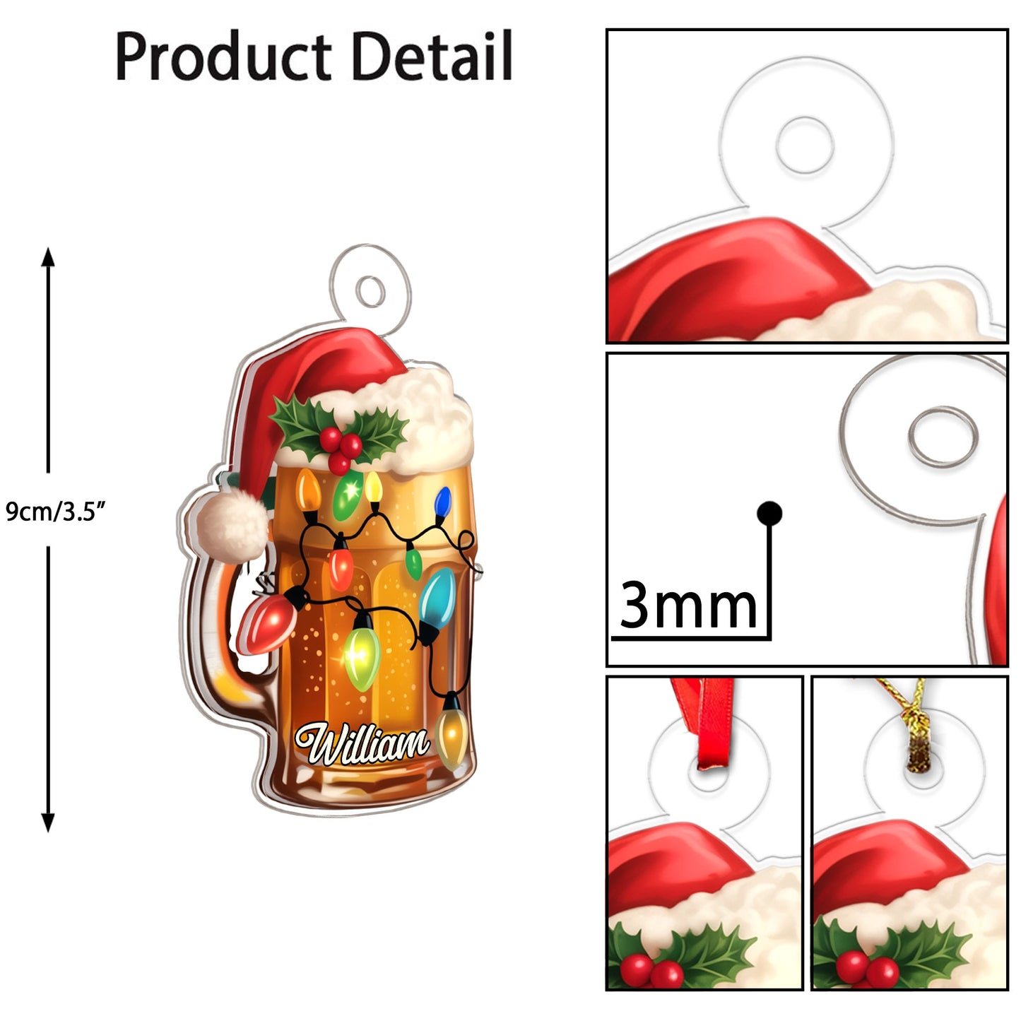 Custom Name Xmas Beer Acrylic Ornament Christmas Gift