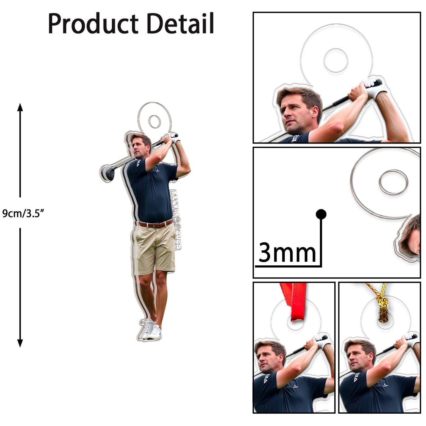 Custom Photo Golf Player Christmas Acrylic Ornament Christmas Gift