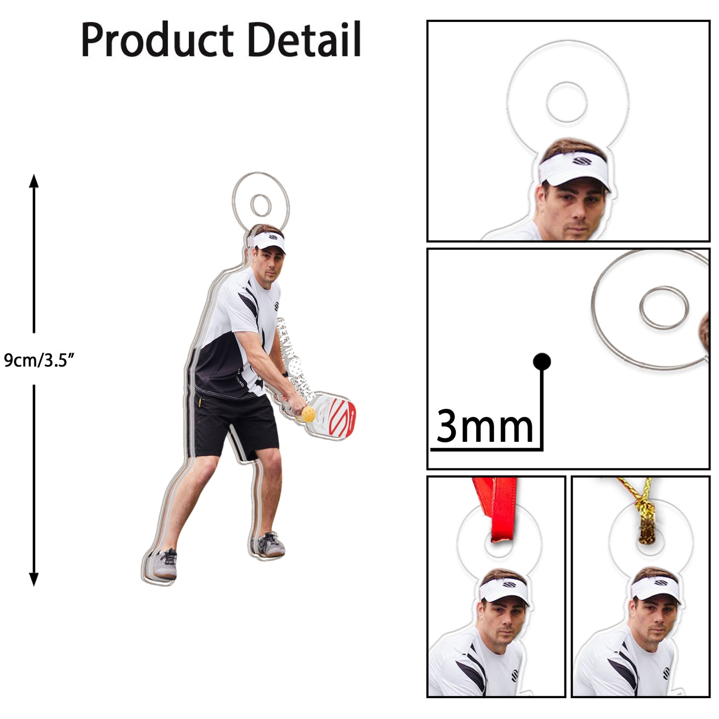 Custom Photo Pickleball Player Acrylic Ornament Christmas Gift