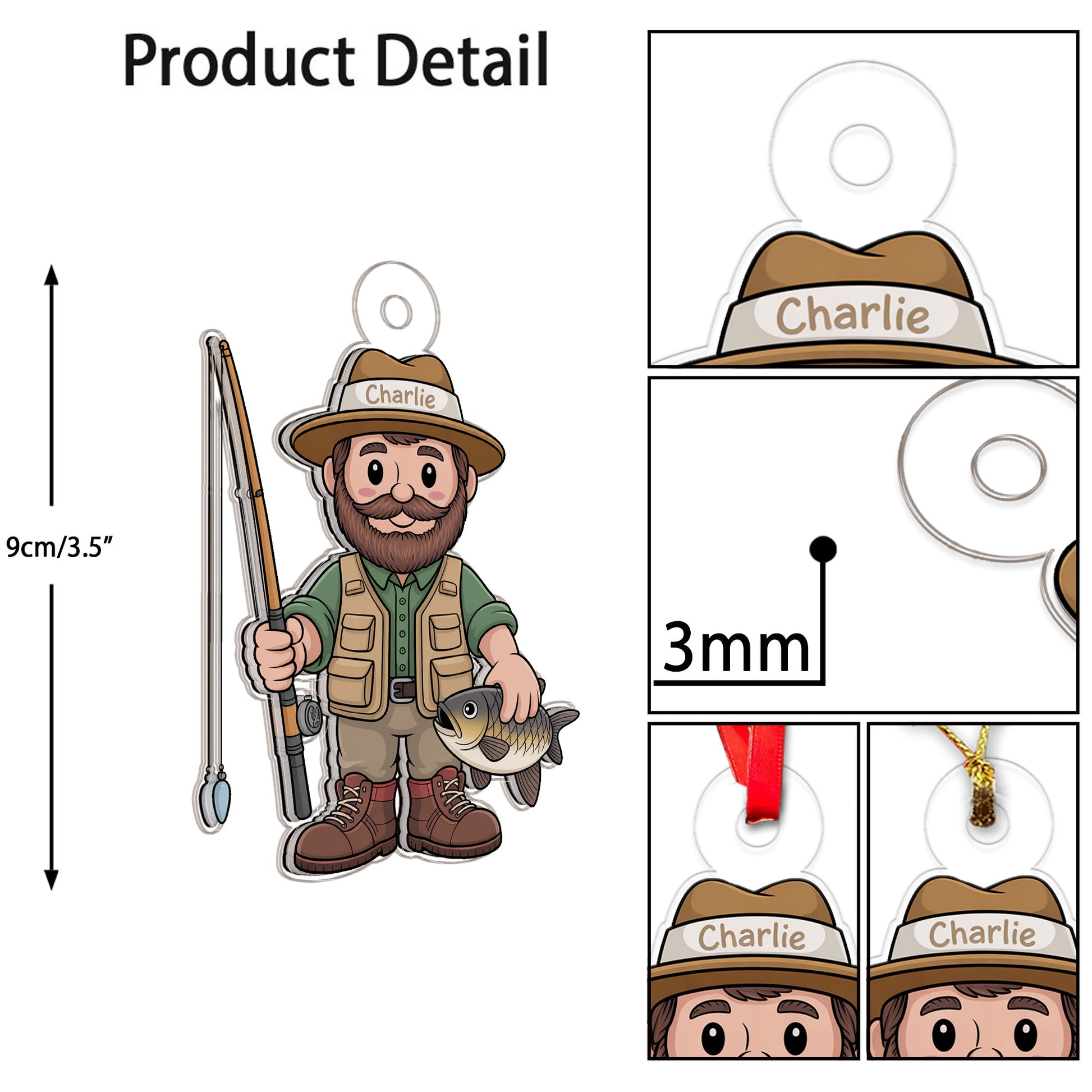 Personalized Fisherman Christmas Acrylic Ornament Christmas Gift