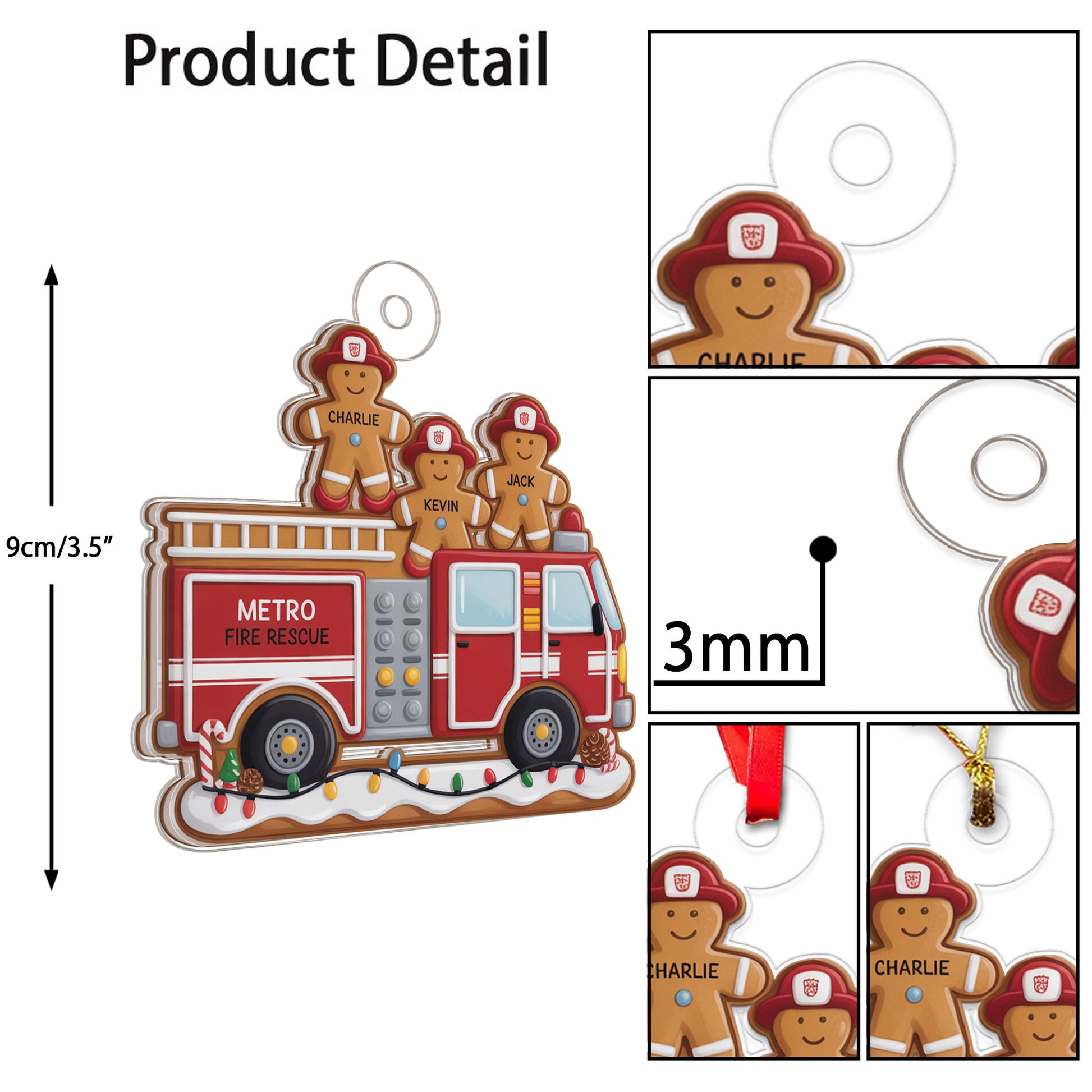 Custom Name Heroes With Festive Firefighter Acrylic Ornament Christmas Gift