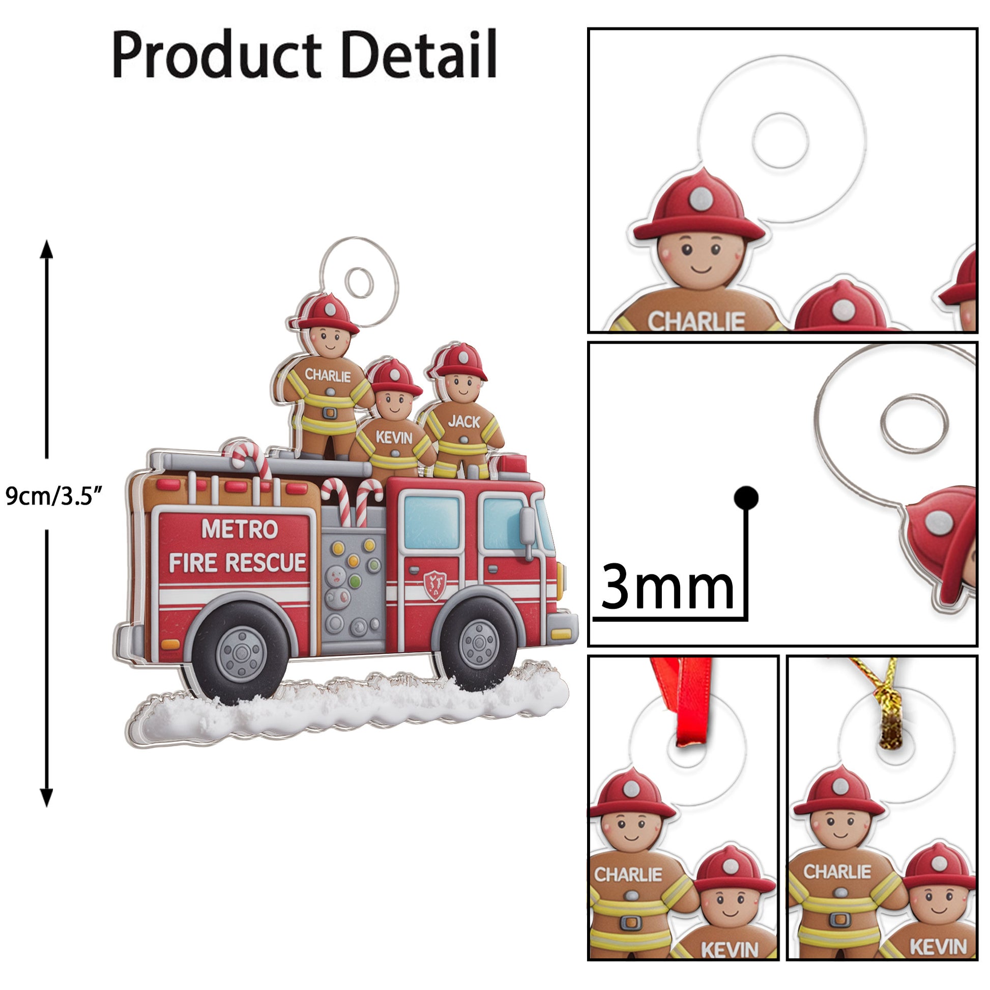 Custom Name Heroes With Festive - Firefighter Acrylic Ornament Christmas Gift