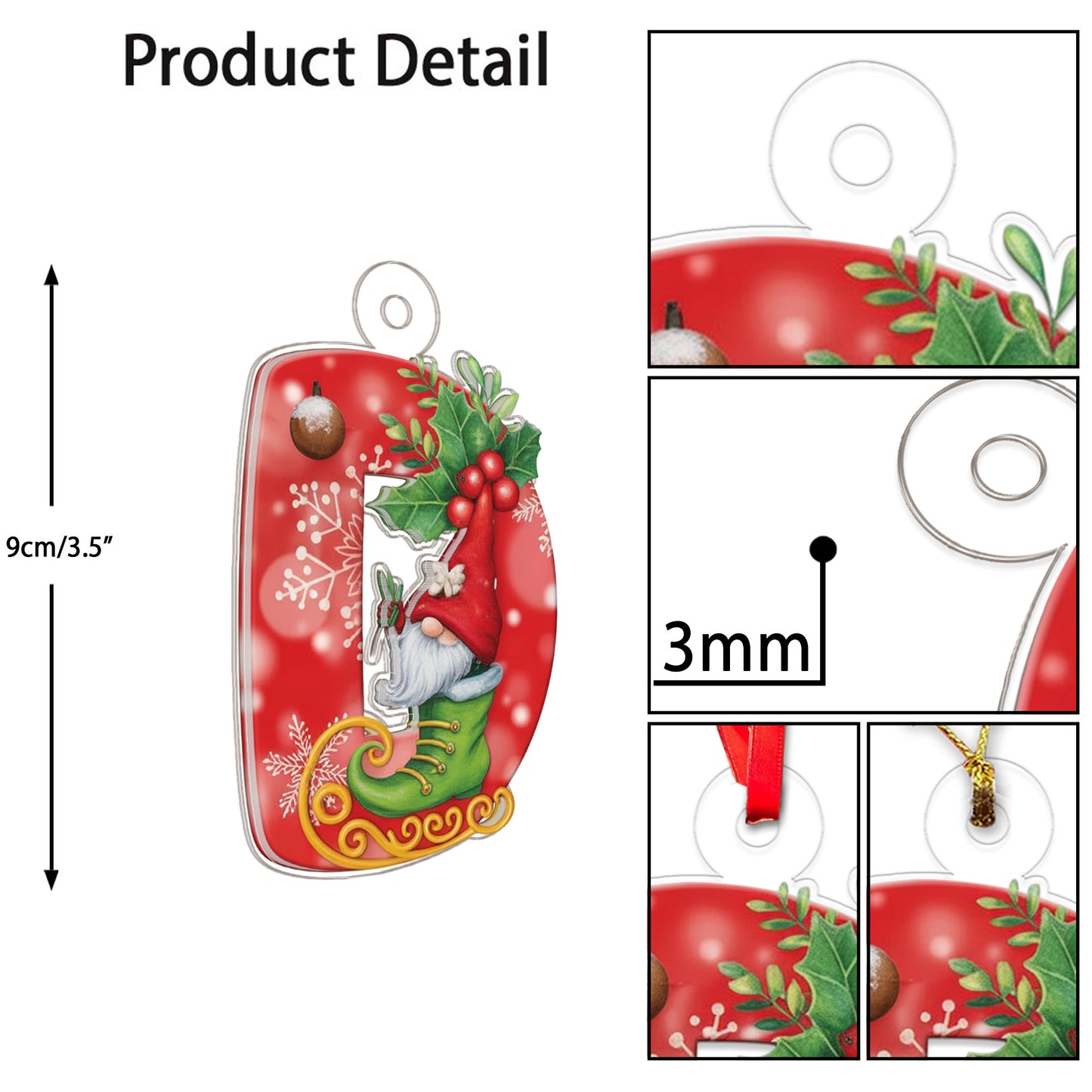 Letter D Xmas Tree Acrylic Ornament Christmas Gift