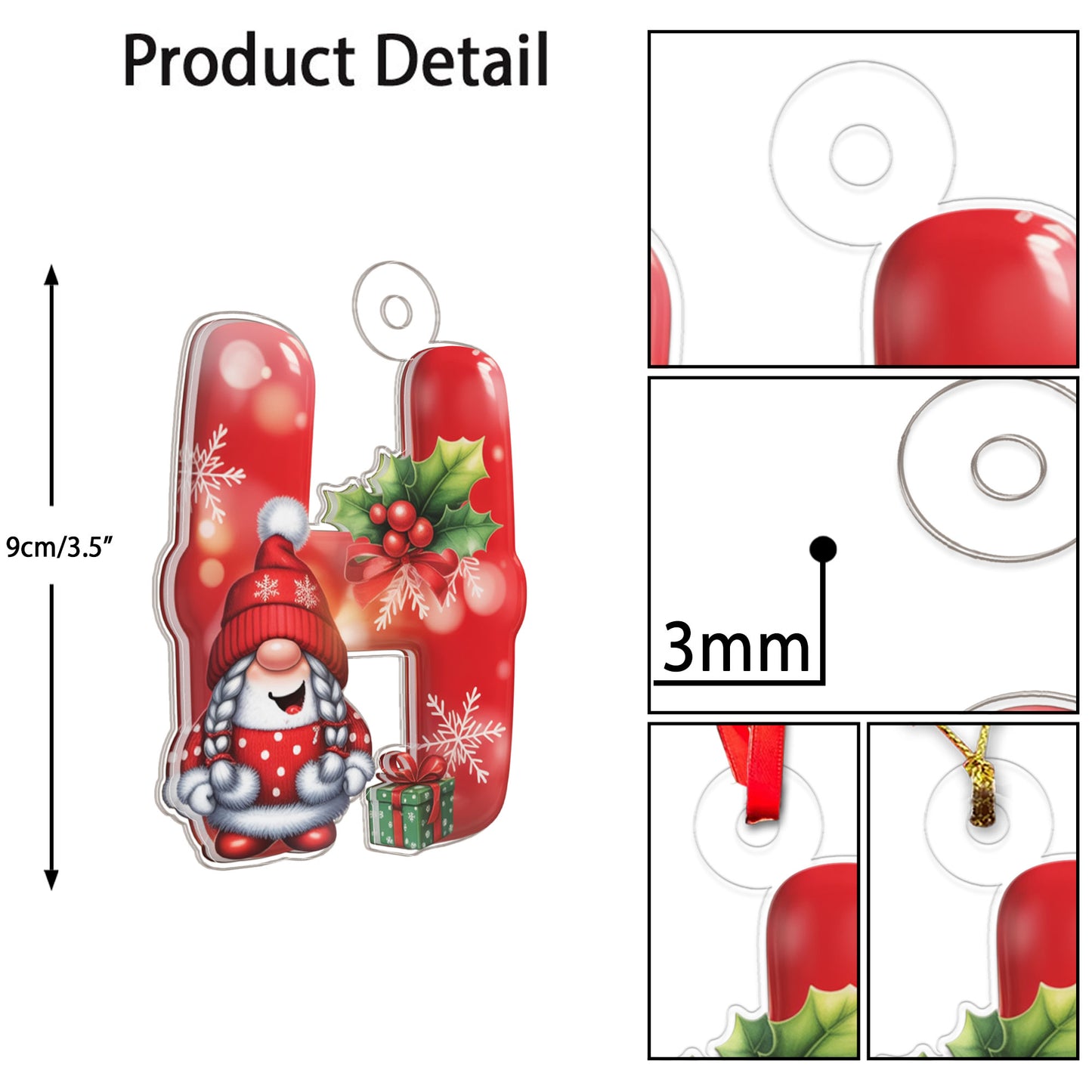 Letter H Acrylic Ornament Acrylic Ornament Christmas Gift