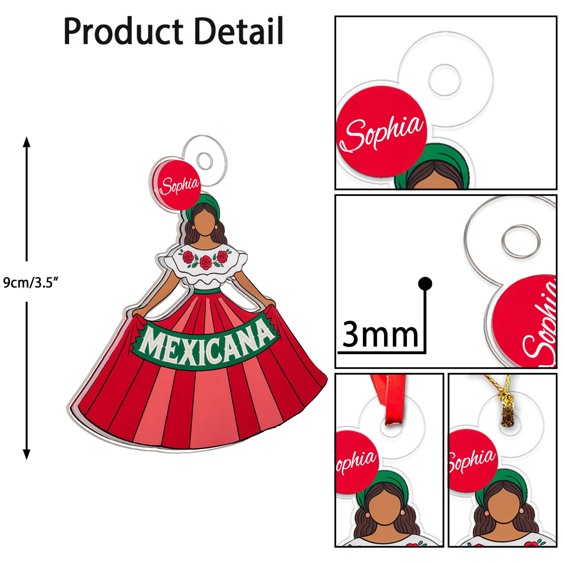 Custom Name Mexicana Acrylic Ornament Christmas Gift