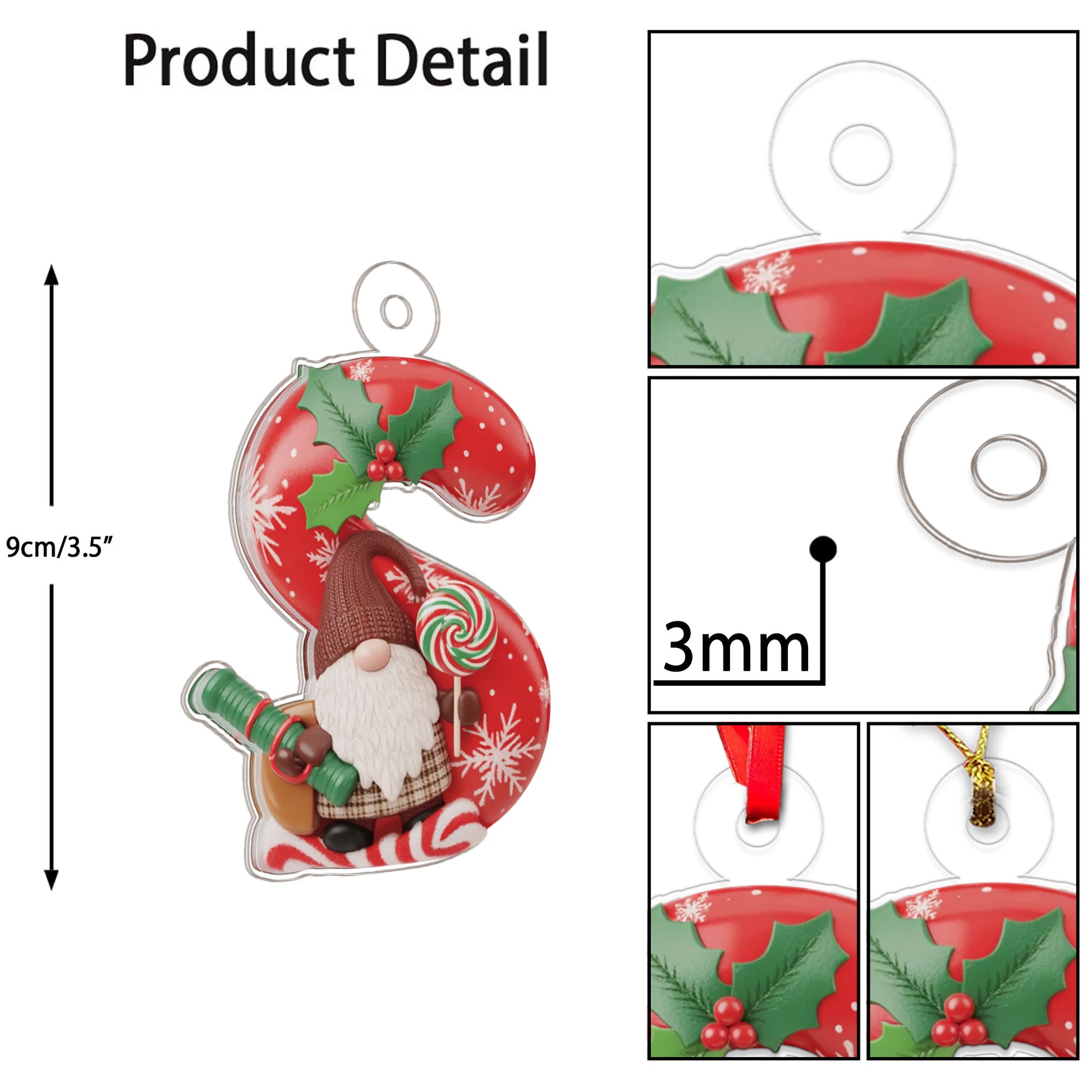 Ornament Christmas Initial Letter S Acrylic copy Acrylic Ornament Christmas Gift