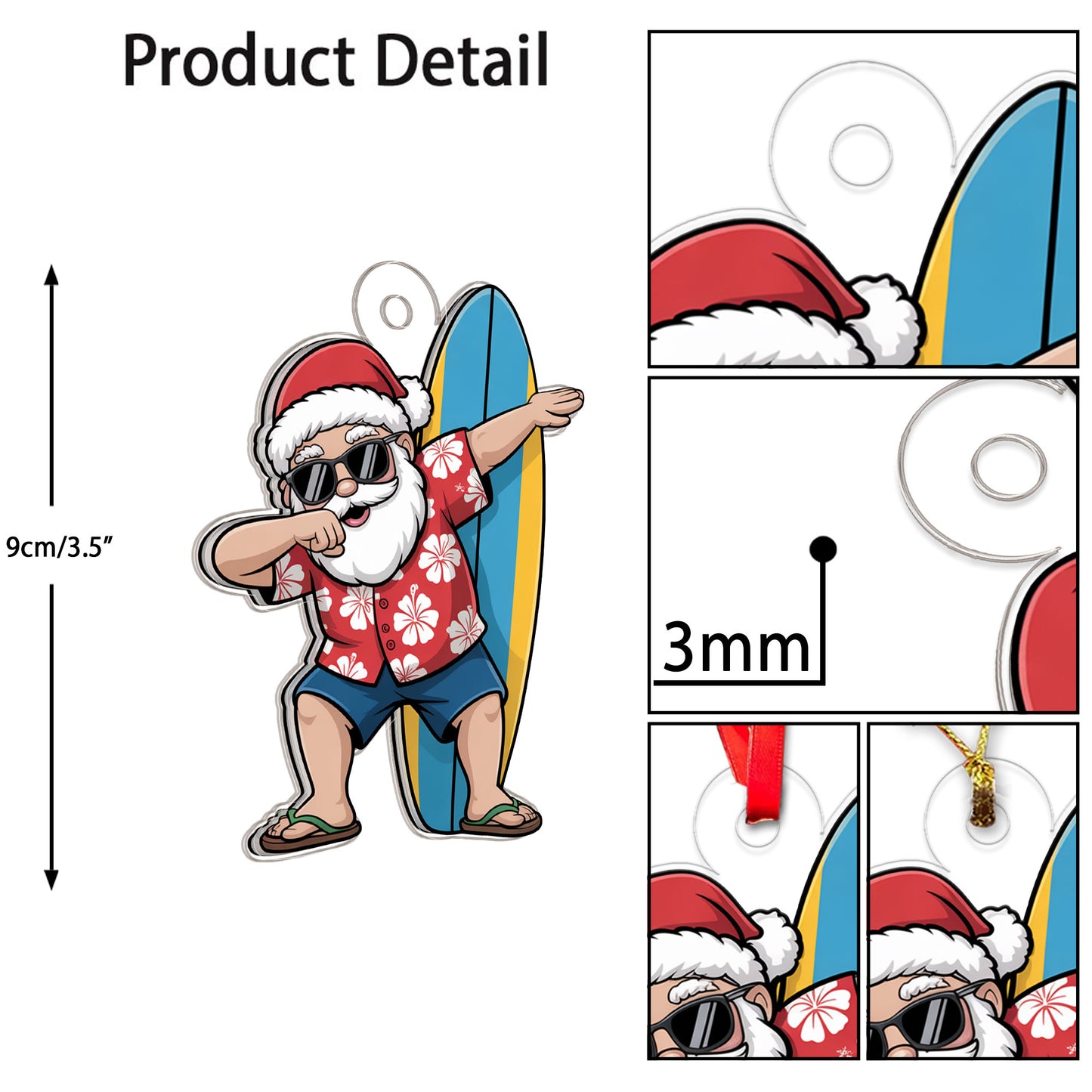 Mele Kalikimaka Dabbing Santa Acrylic Ornament Christmas Gift