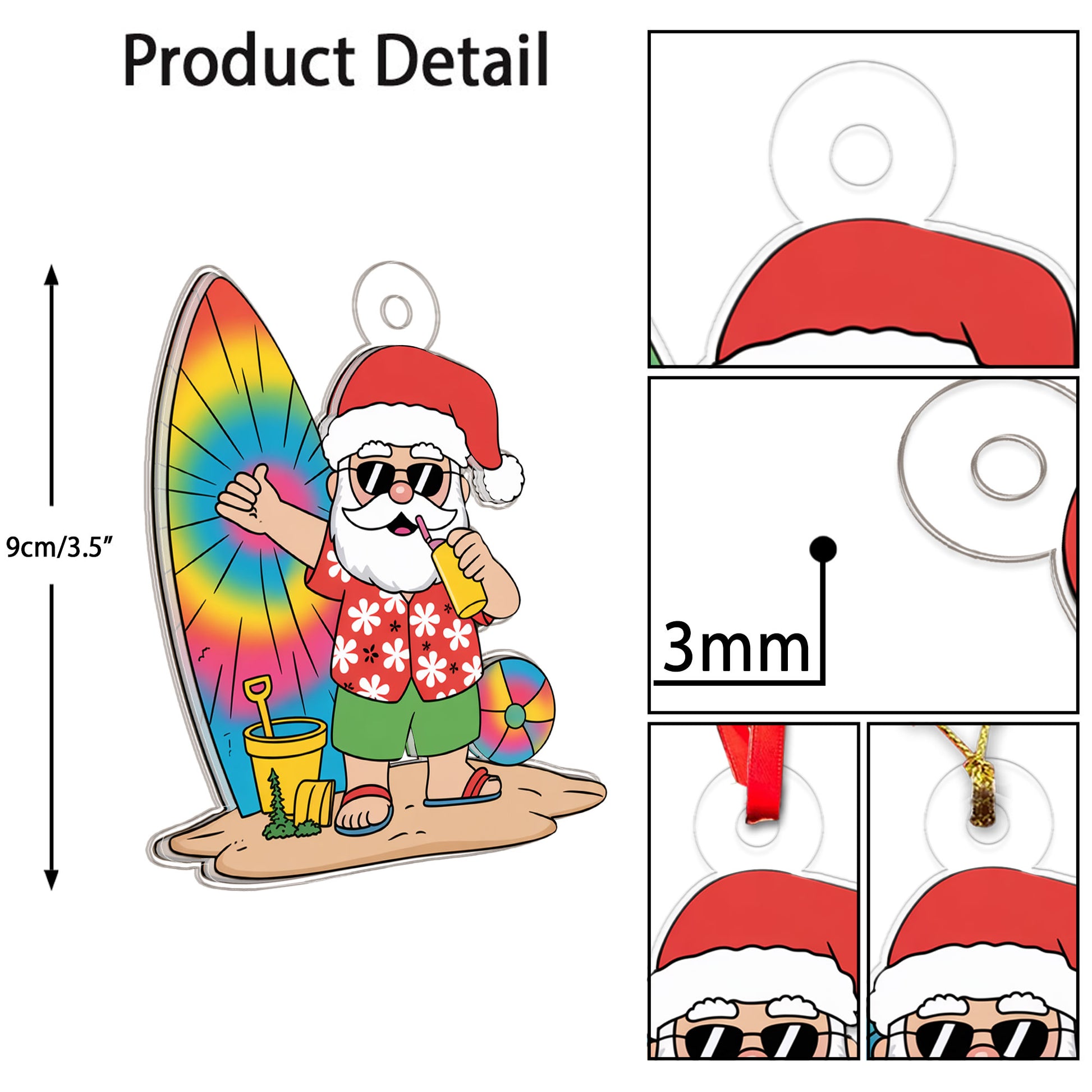 Santa Claus Cartoon Christmas On The Beach Acrylic Ornament Christmas Gift
