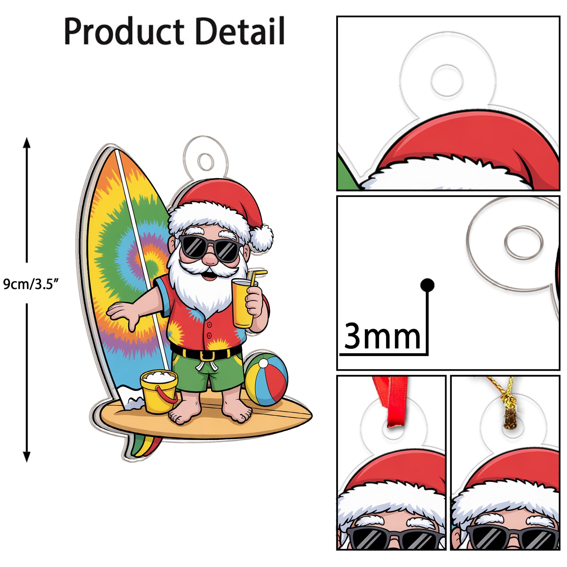Santa Claus Cartoon Christmas On The Beach 2 Acrylic Ornament Christmas Gift
