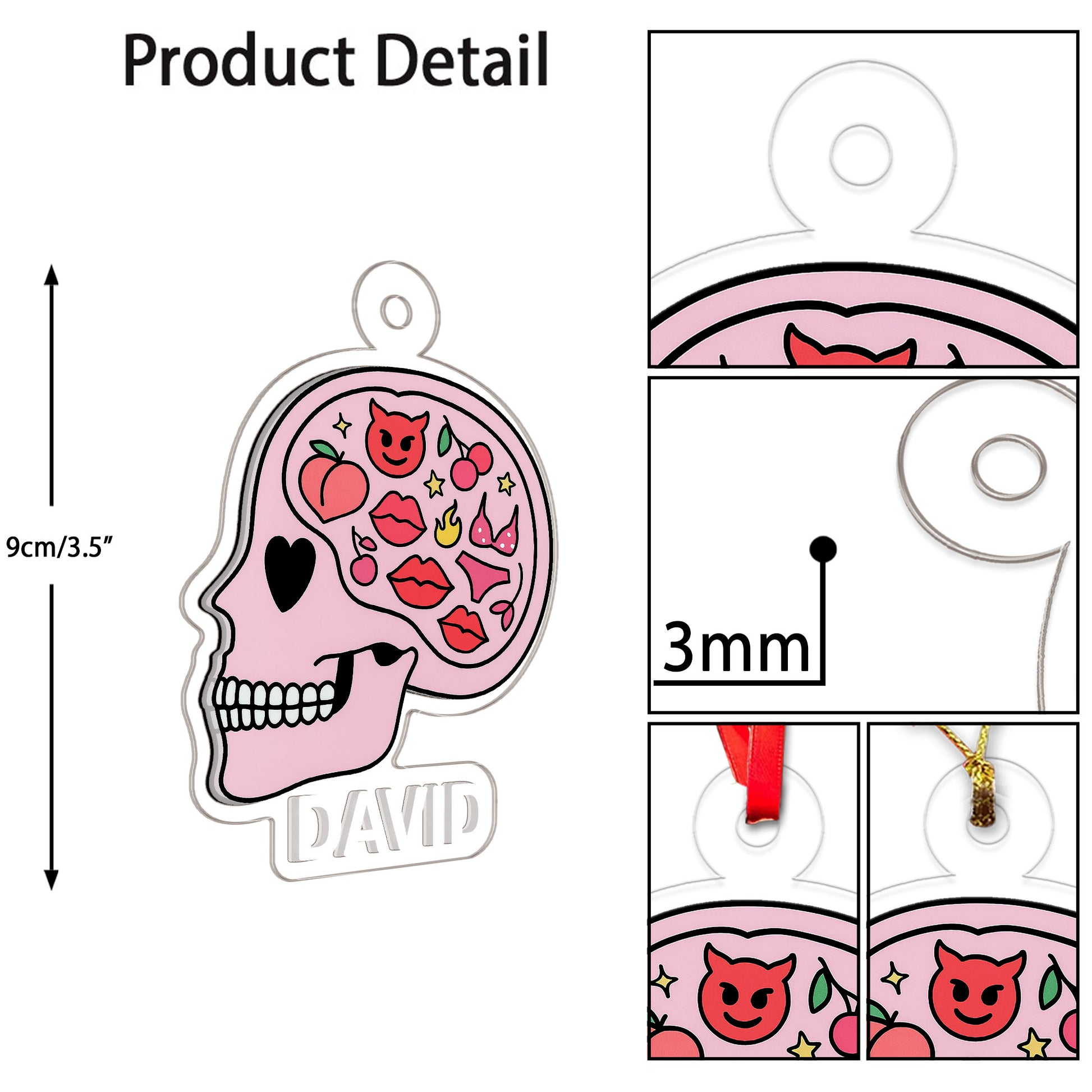 Personalized Funny Adult Brain Acrylic Ornament, Custom Naughty Christmas Ornament, Gag Gift for Friend, Unique Decoration